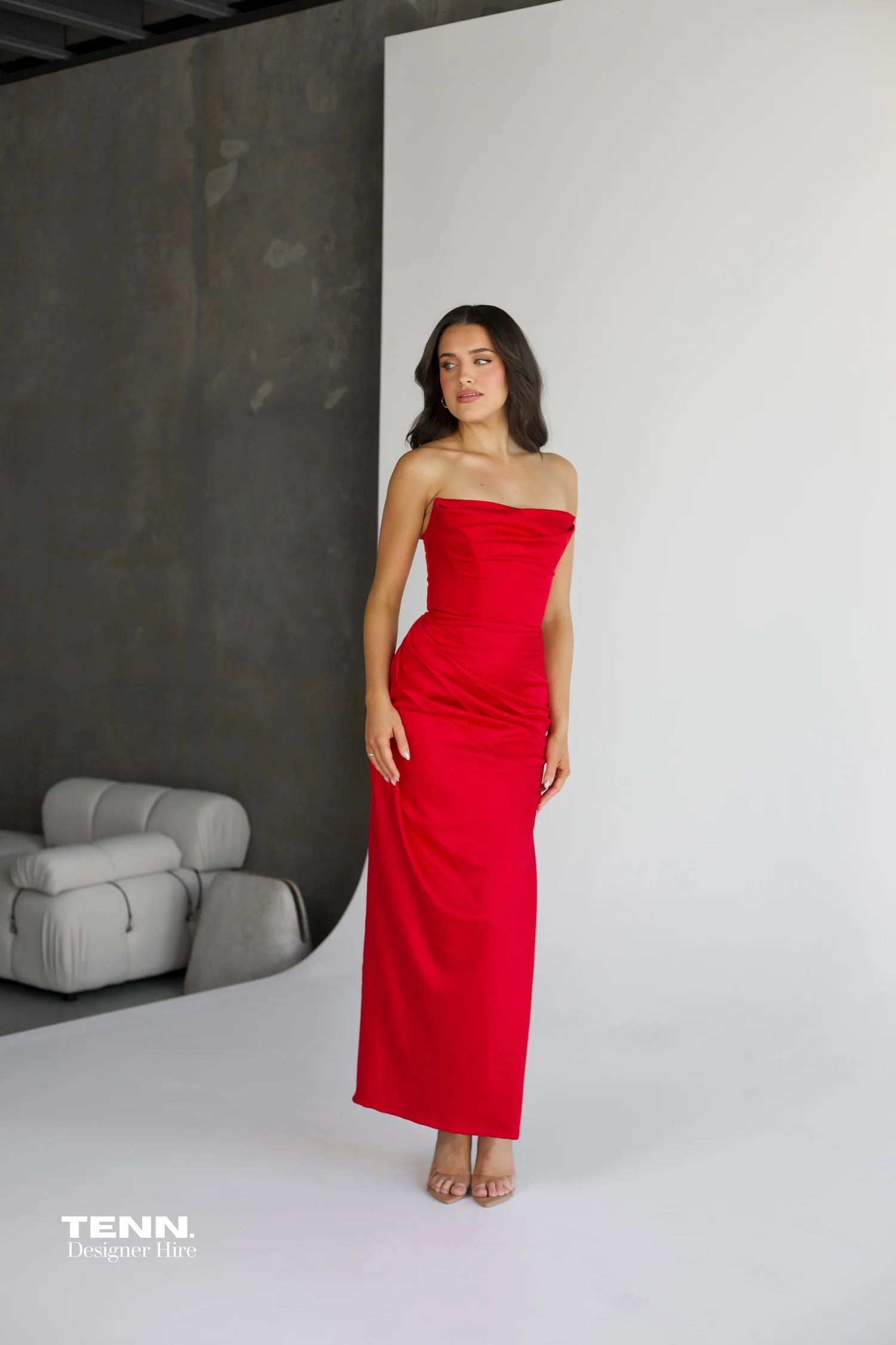 Adrienne Satin Gown - Red - Image 2