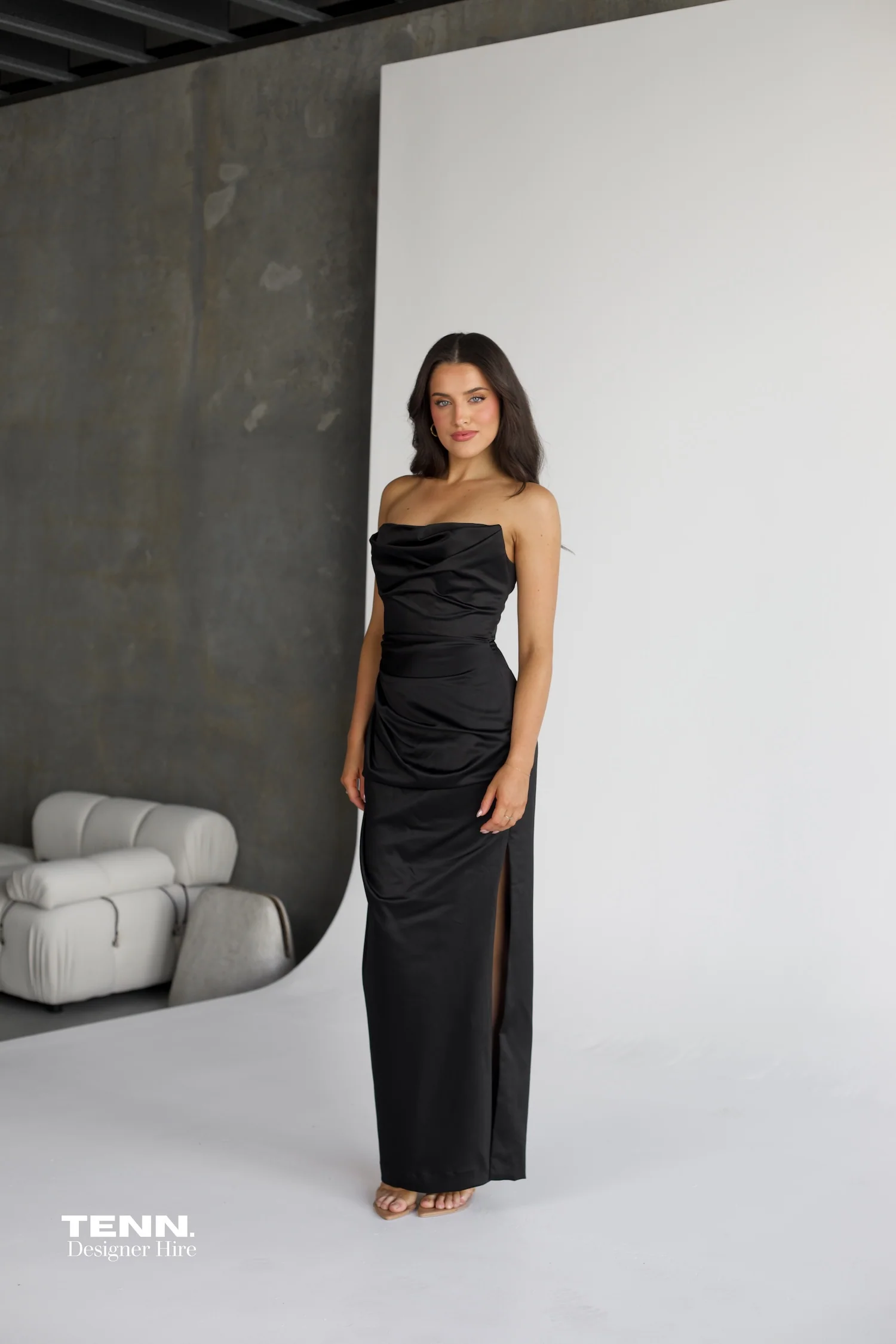 Adrienne Satin Gown - Black