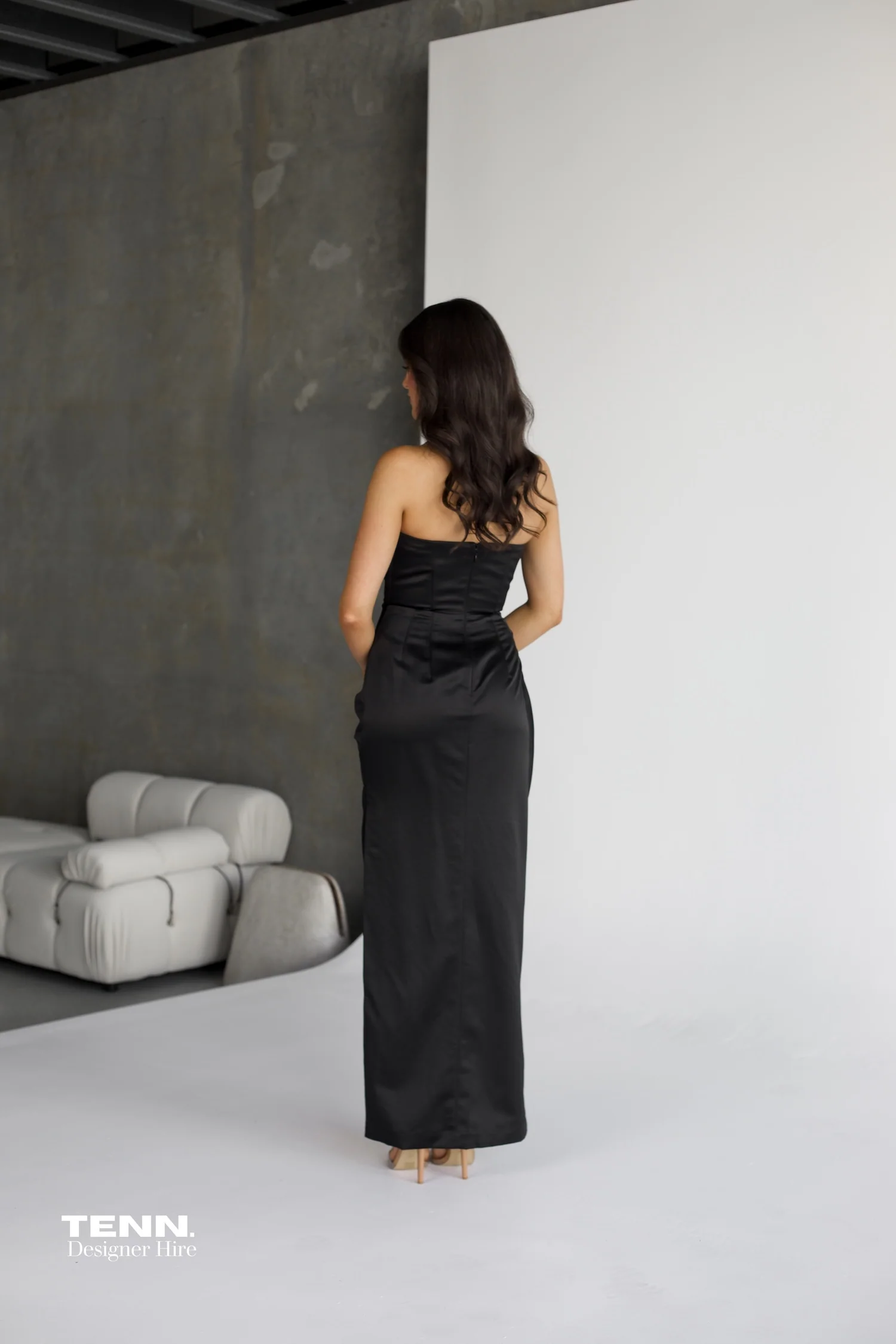Adrienne Satin Gown - Black - Image 2