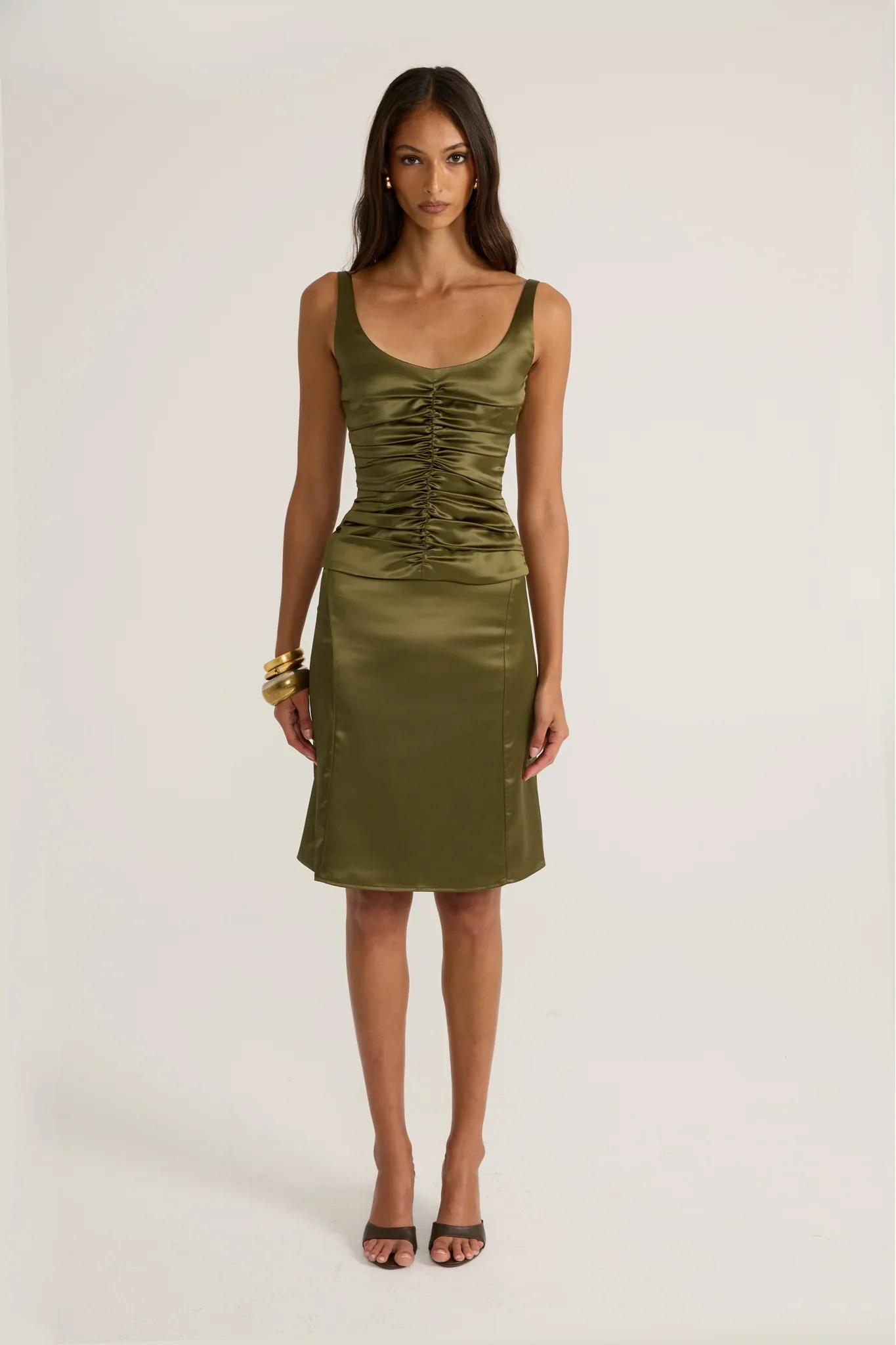 Atlein Top and Midi Skirt - Olive - Image 8