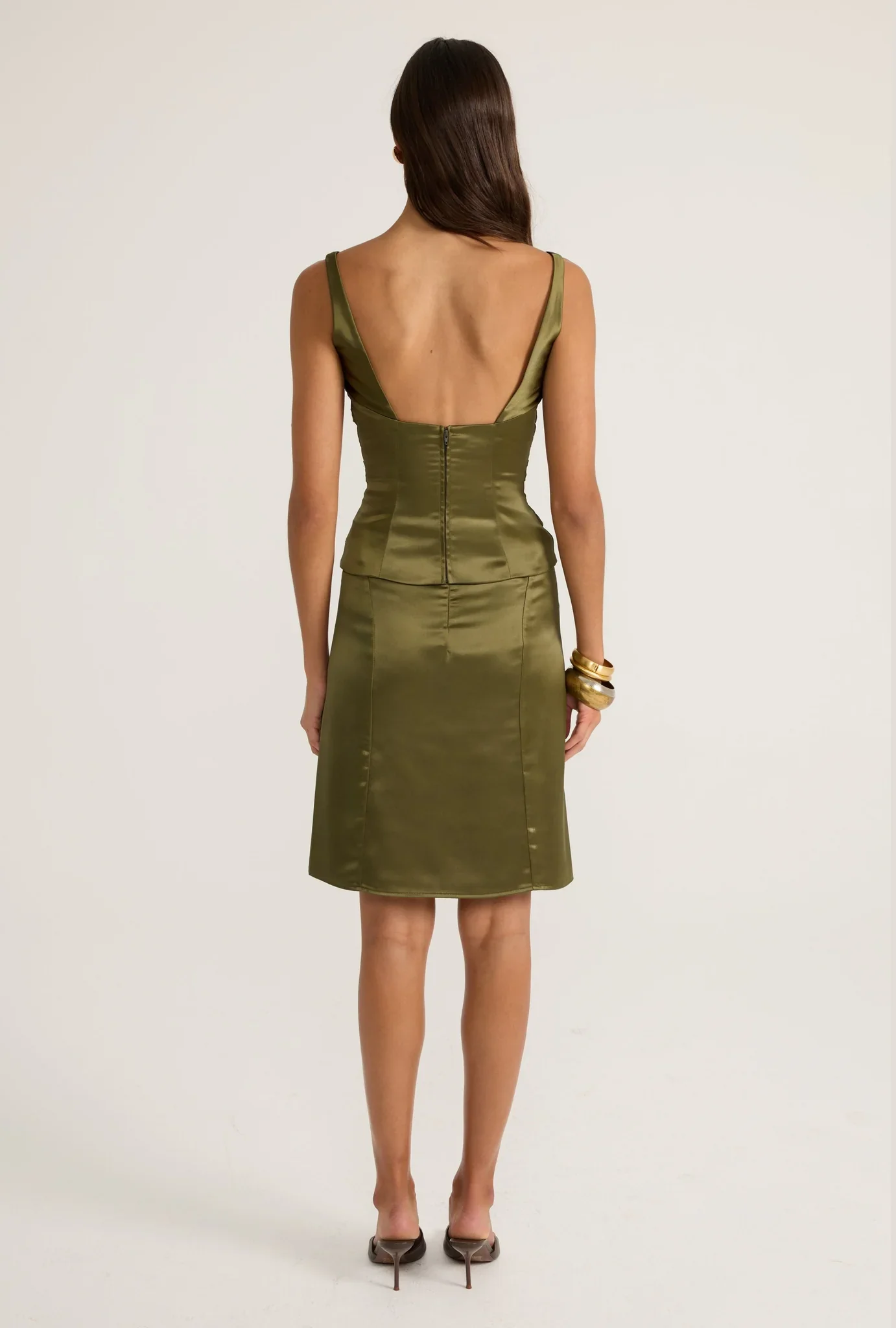 Atlein Top and Midi Skirt - Olive - Image 9