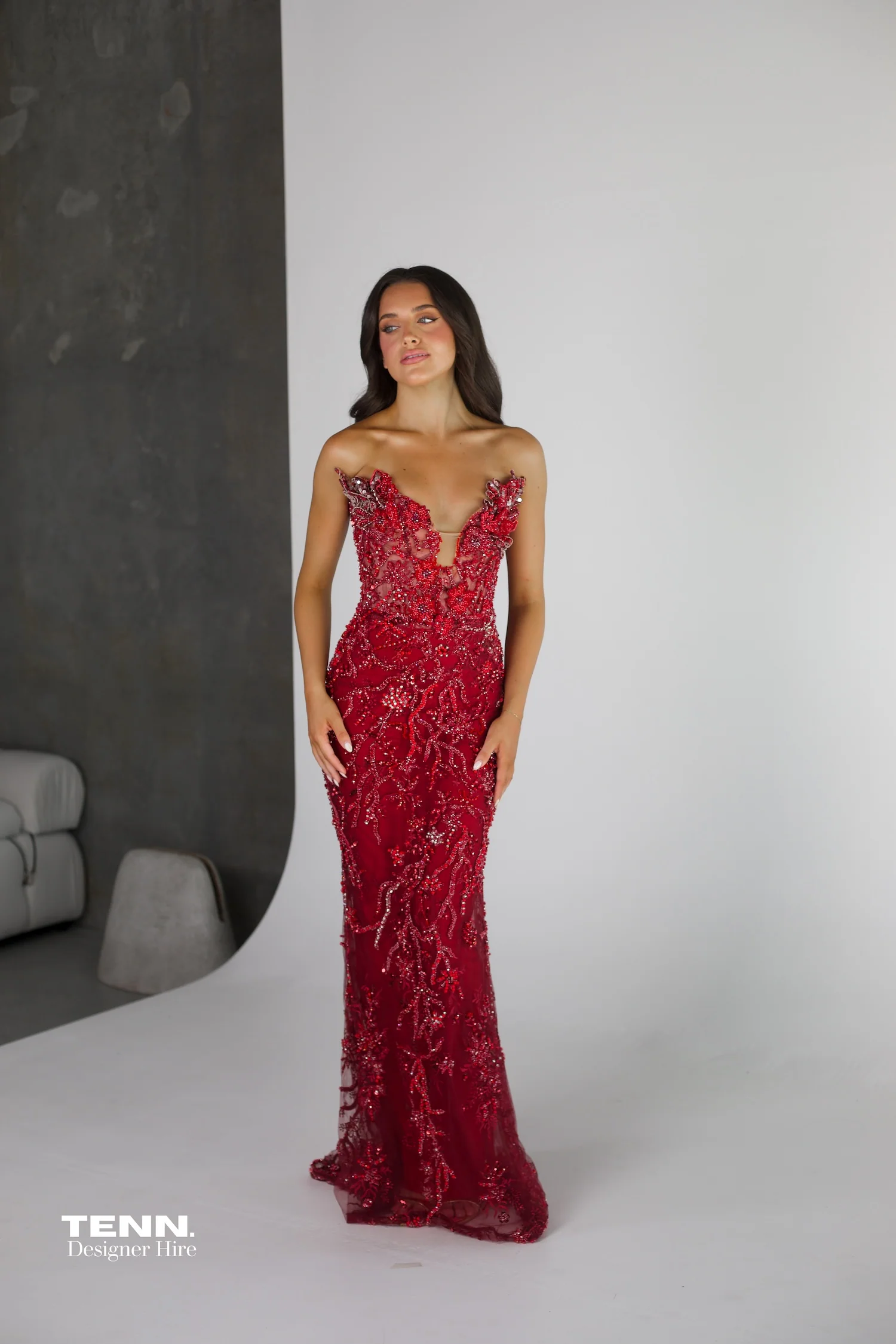 Aura Couture Gown - Red