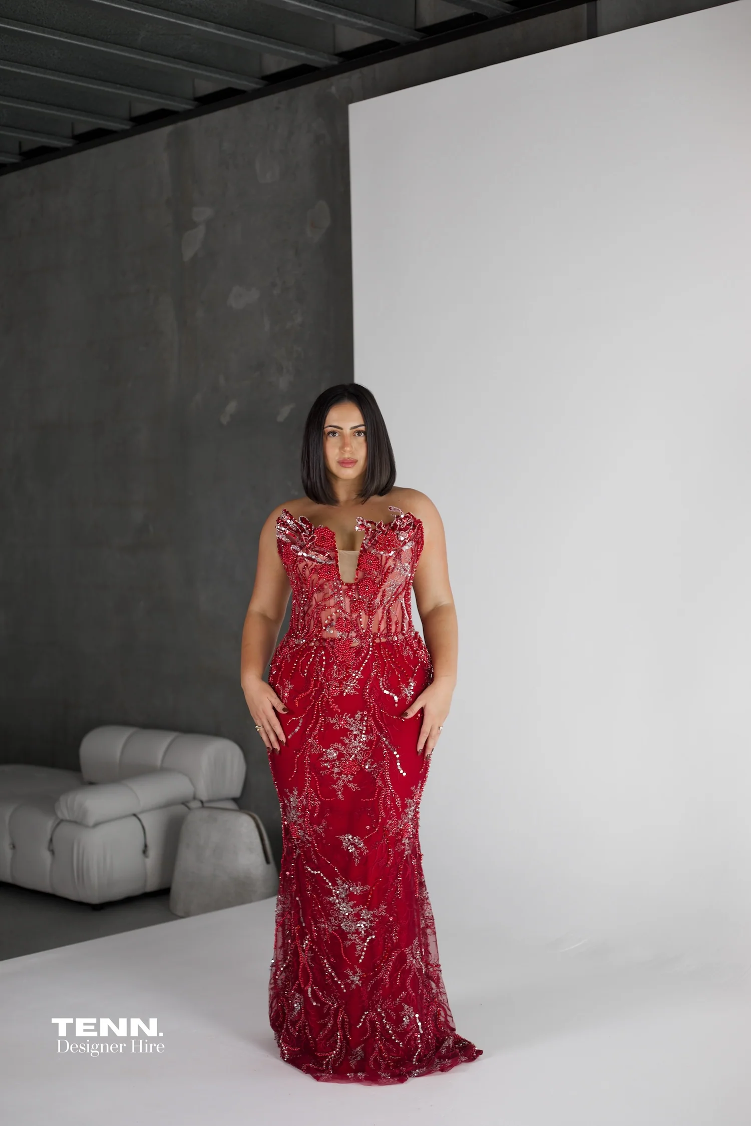 Aura Couture Gown - Red - Image 3