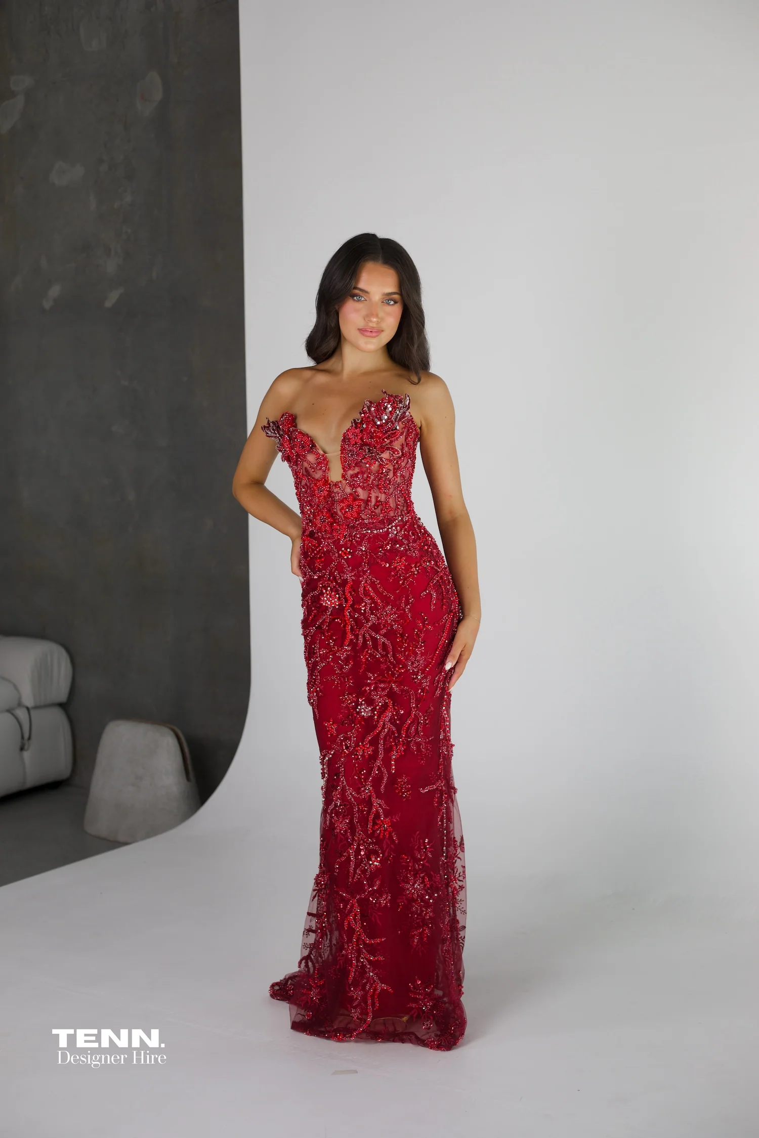 Aura Couture Gown - Red - Image 4