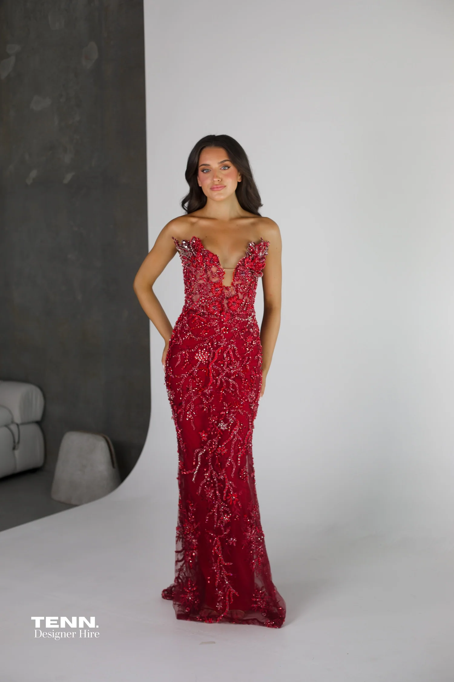 Aura Couture Gown - Red - Image 5