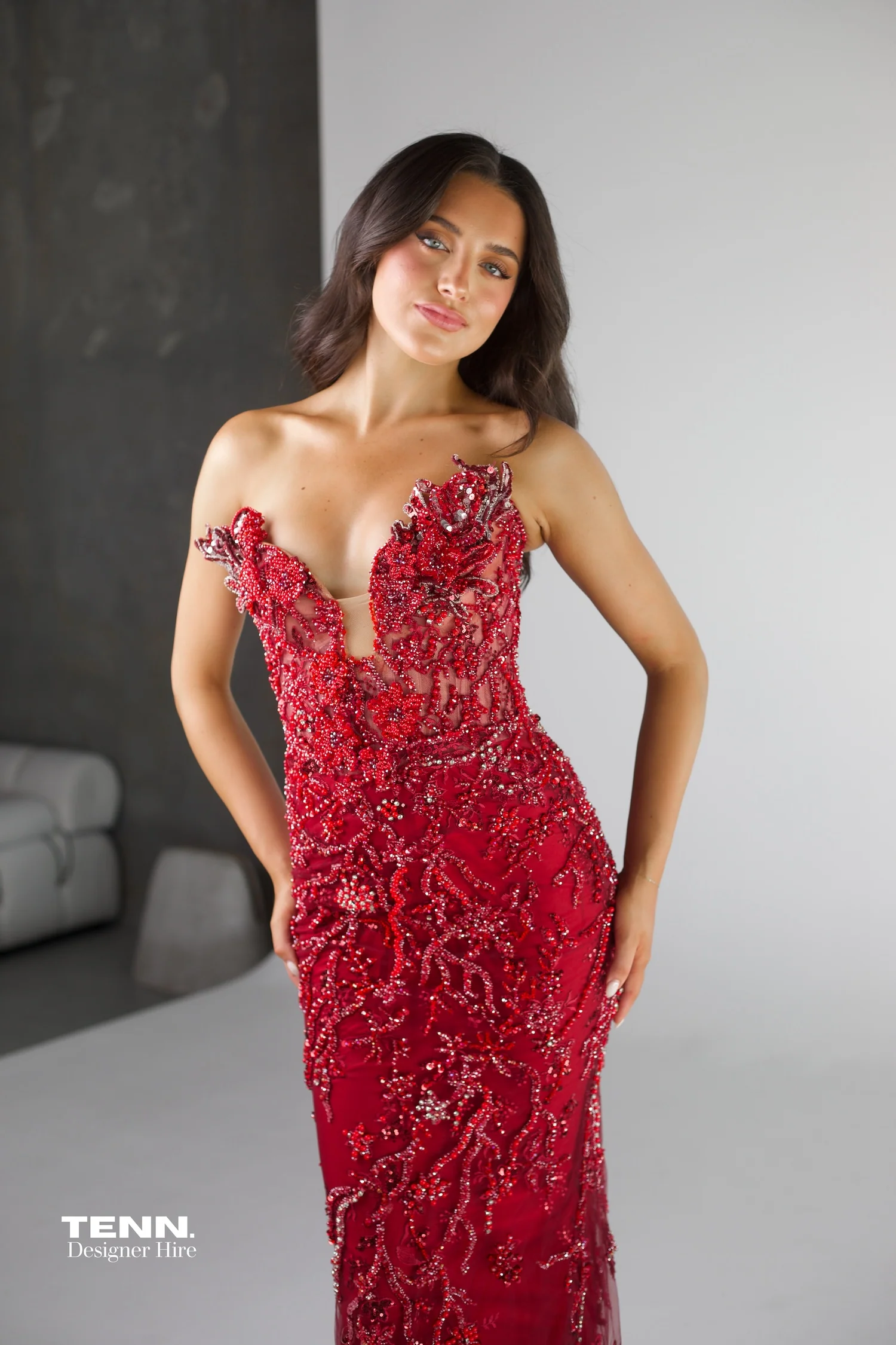 Aura Couture Gown - Red - Image 6