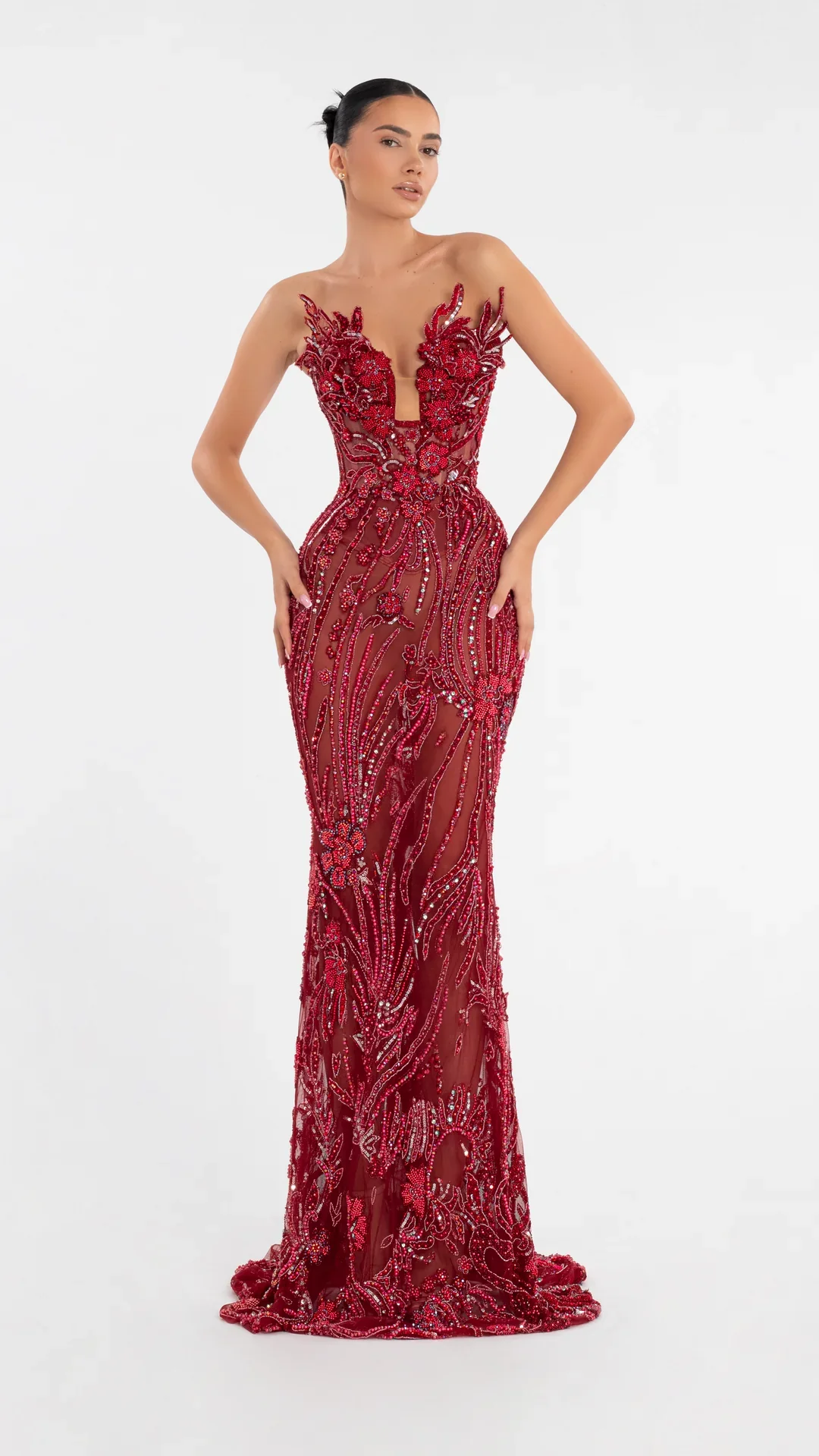 Aura Couture Gown - Red - Image 7