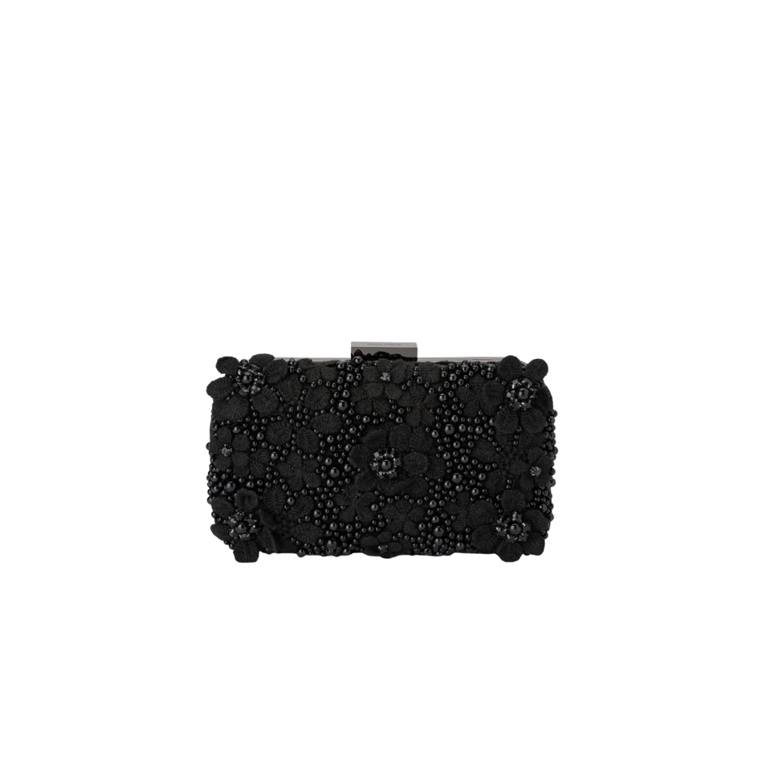 Beth Encrusted Clutch - Black