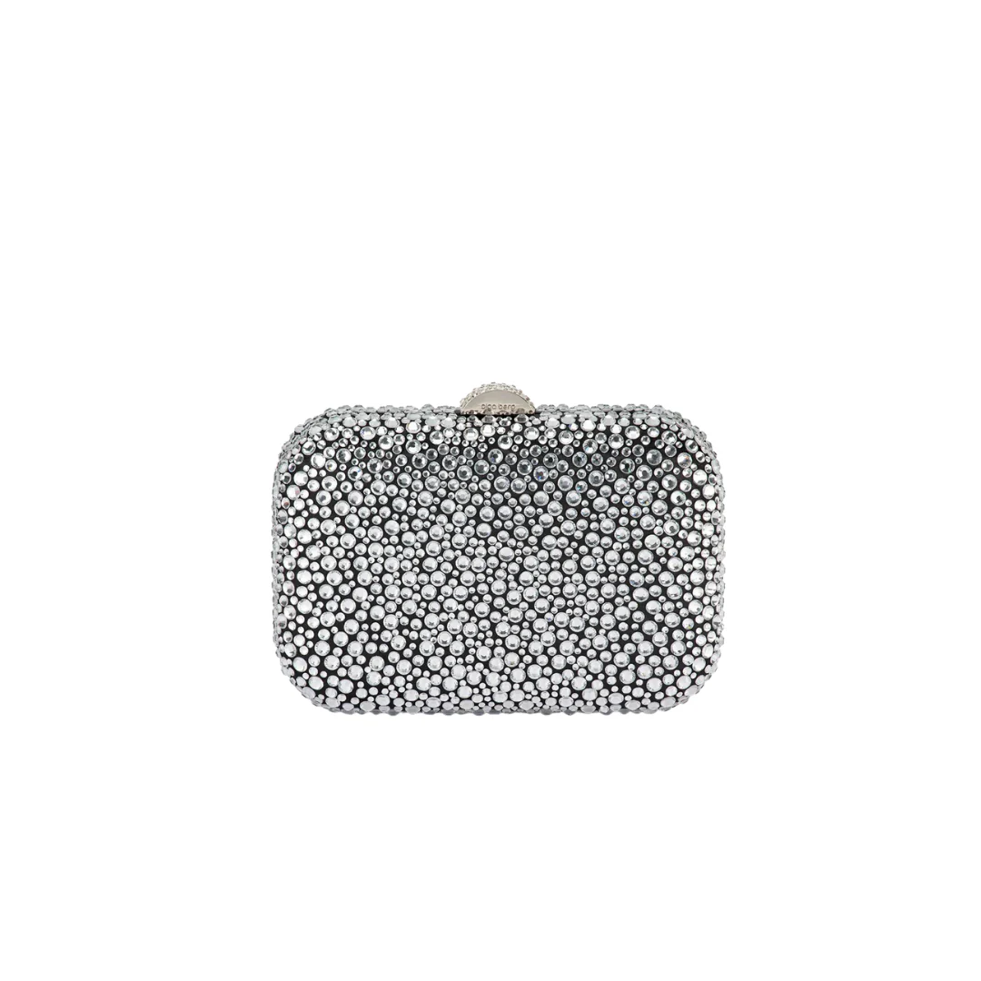 Casey Encrusted Clutch - Black & Silver