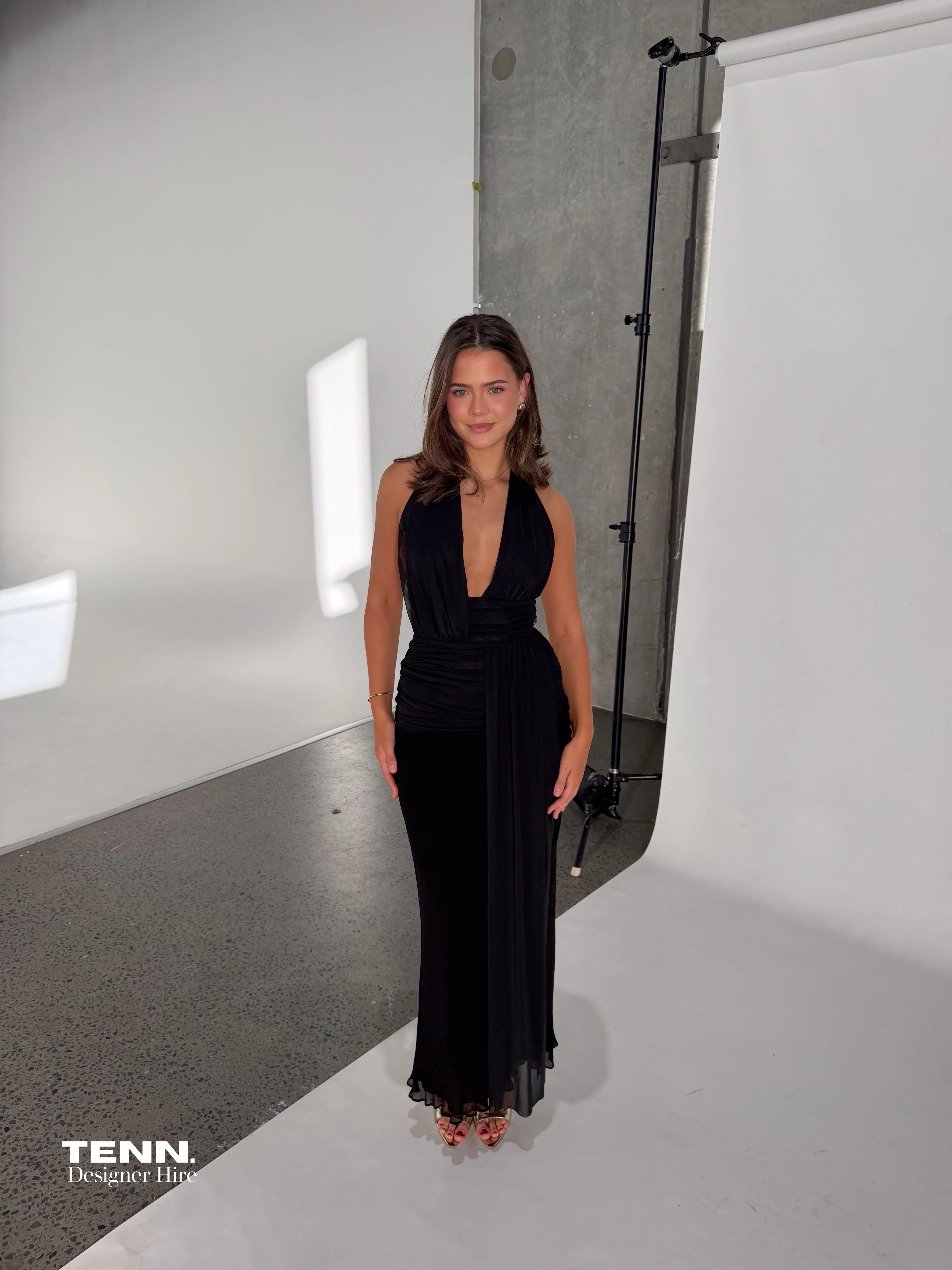 Cassis Drape Maxi Dress - Black - Image 2