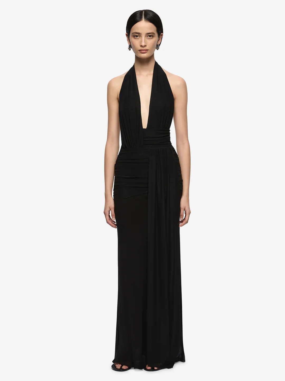 Cassis Drape Maxi Dress - Black - Image 4