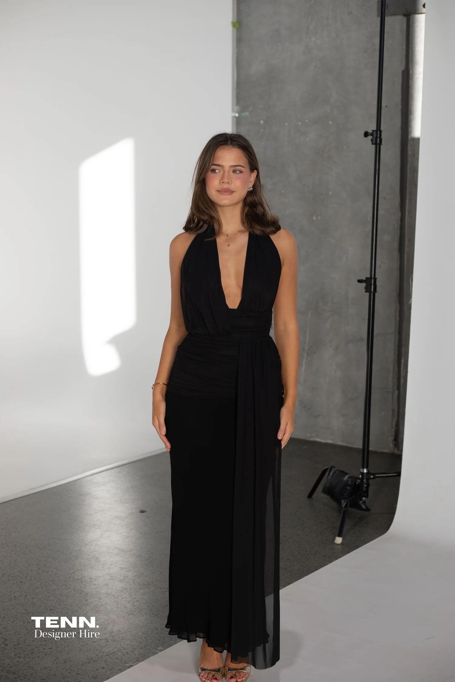 Cassis Drape Maxi Dress - Black - Image 7