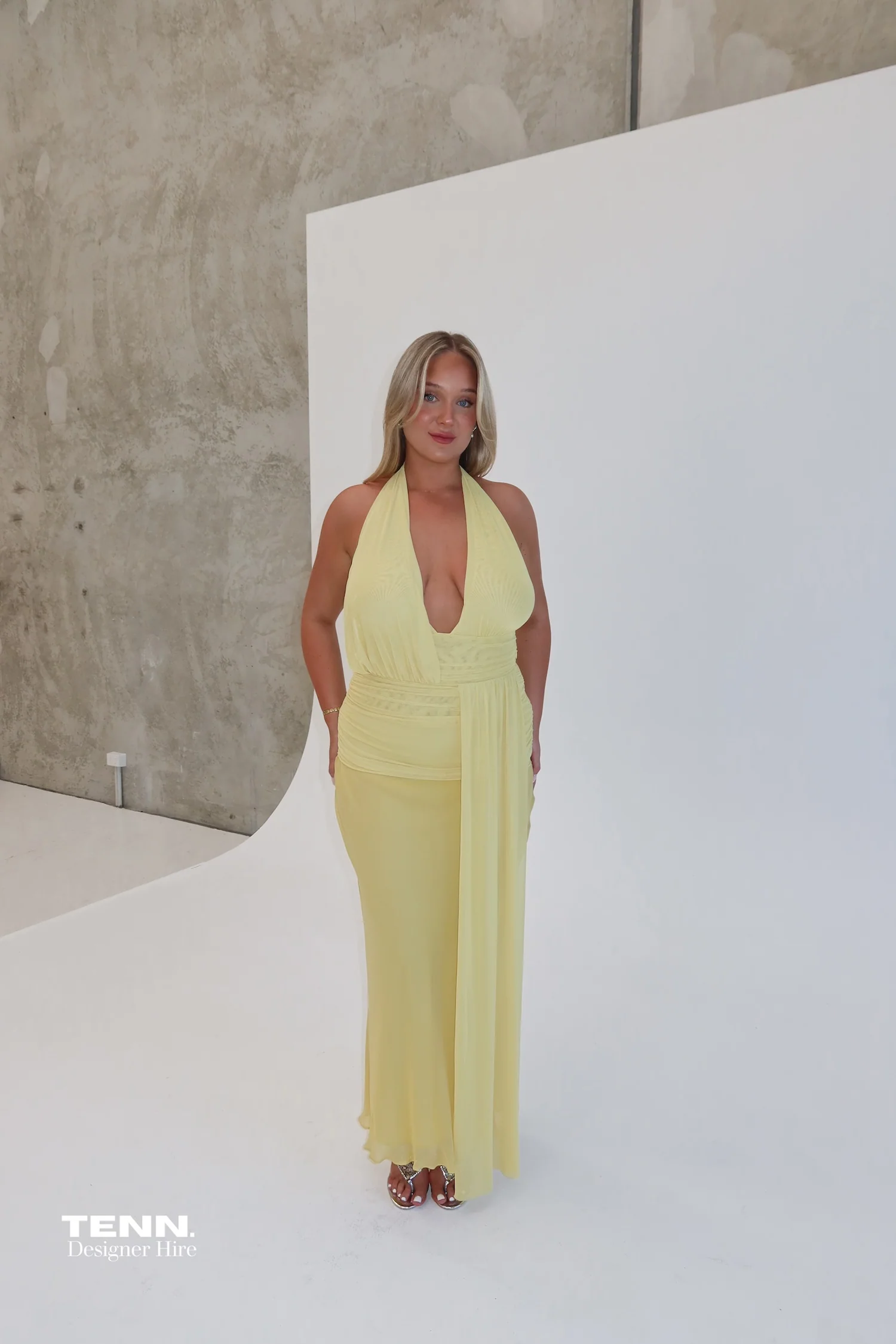 Cassis Drape Maxi Dress - Citron - Image 3