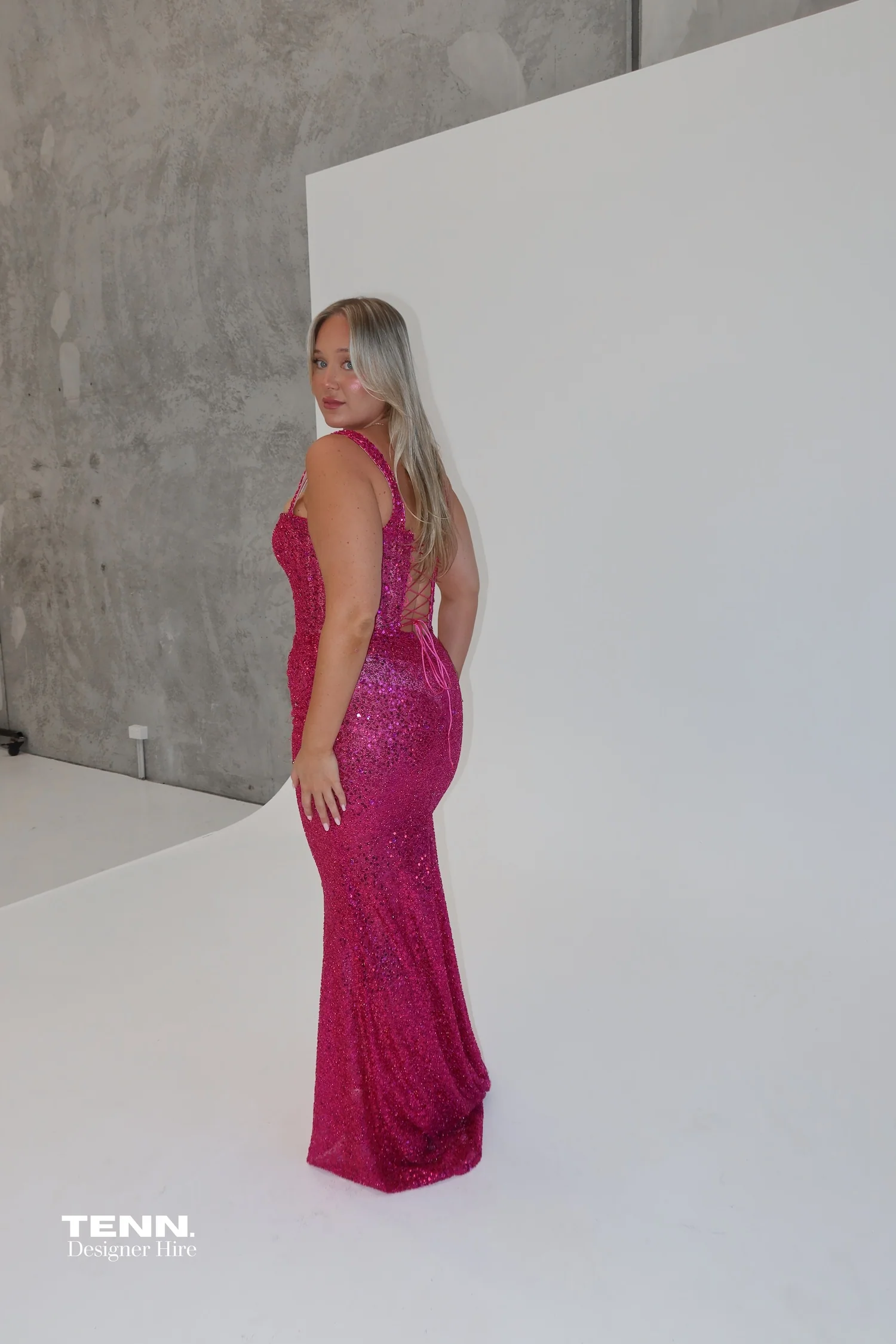 Celestial Shimmer Gown - Fuchsia - Image 7