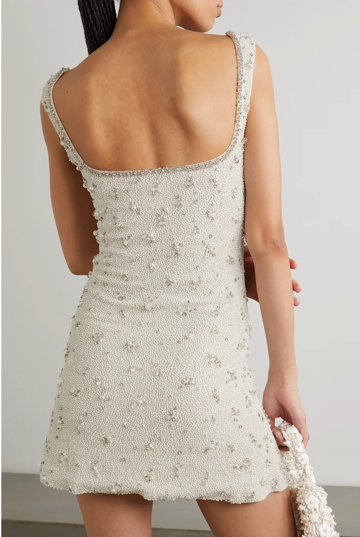 Crystal Mini Dress - White & Silver - Image 4