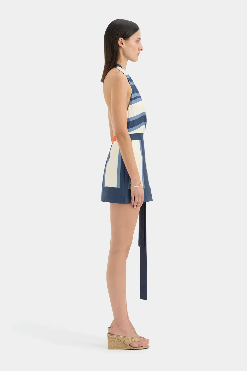 Dazed Wrap Halter Mini Dress - Blue - Image 4
