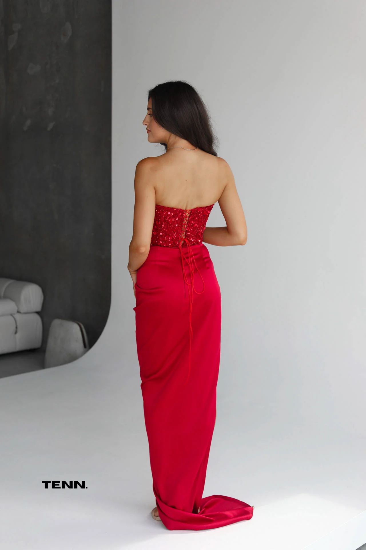 Diour Embellished Gown - Cherry - Image 5
