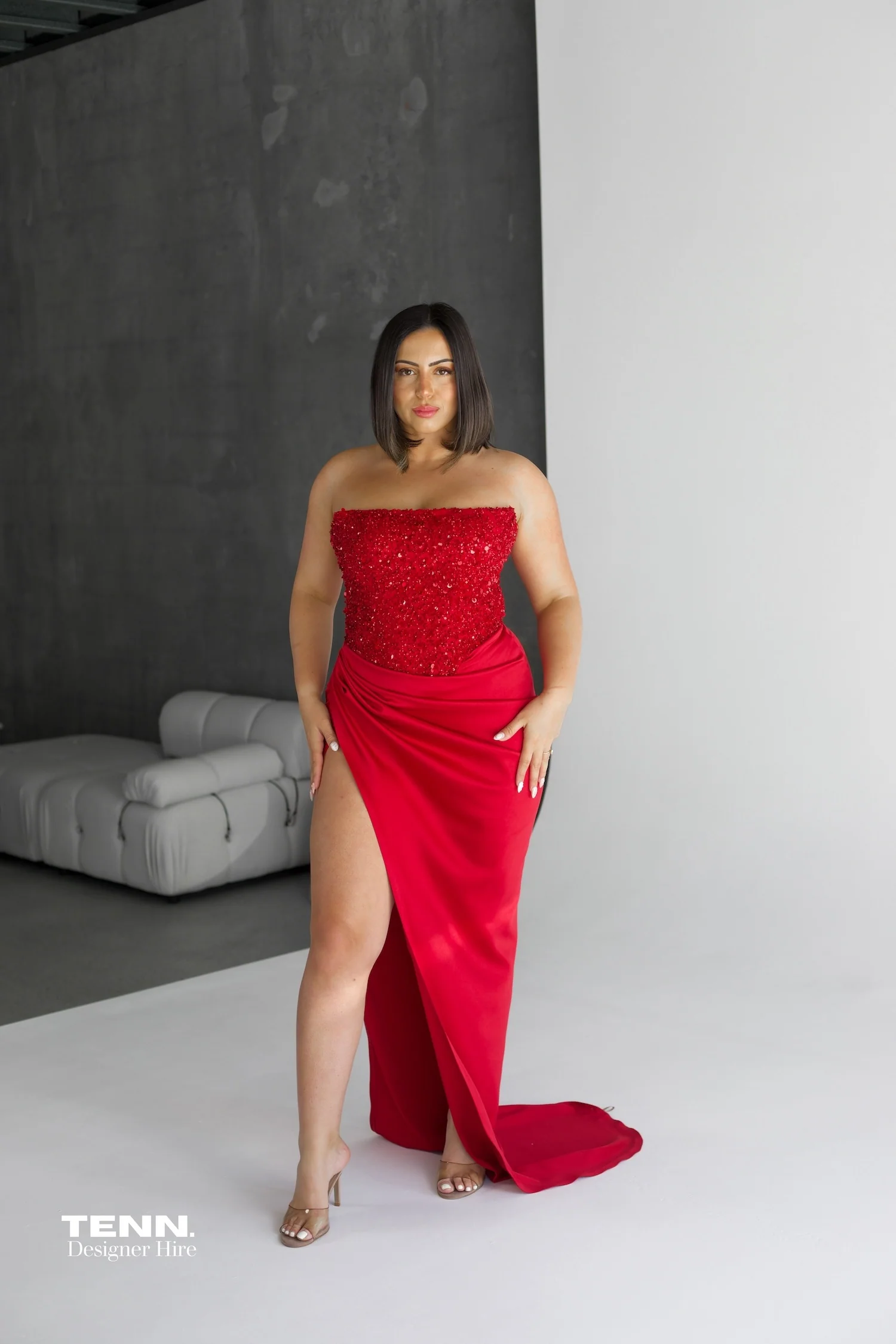 Diour Embellished Gown - Cherry - Image 6
