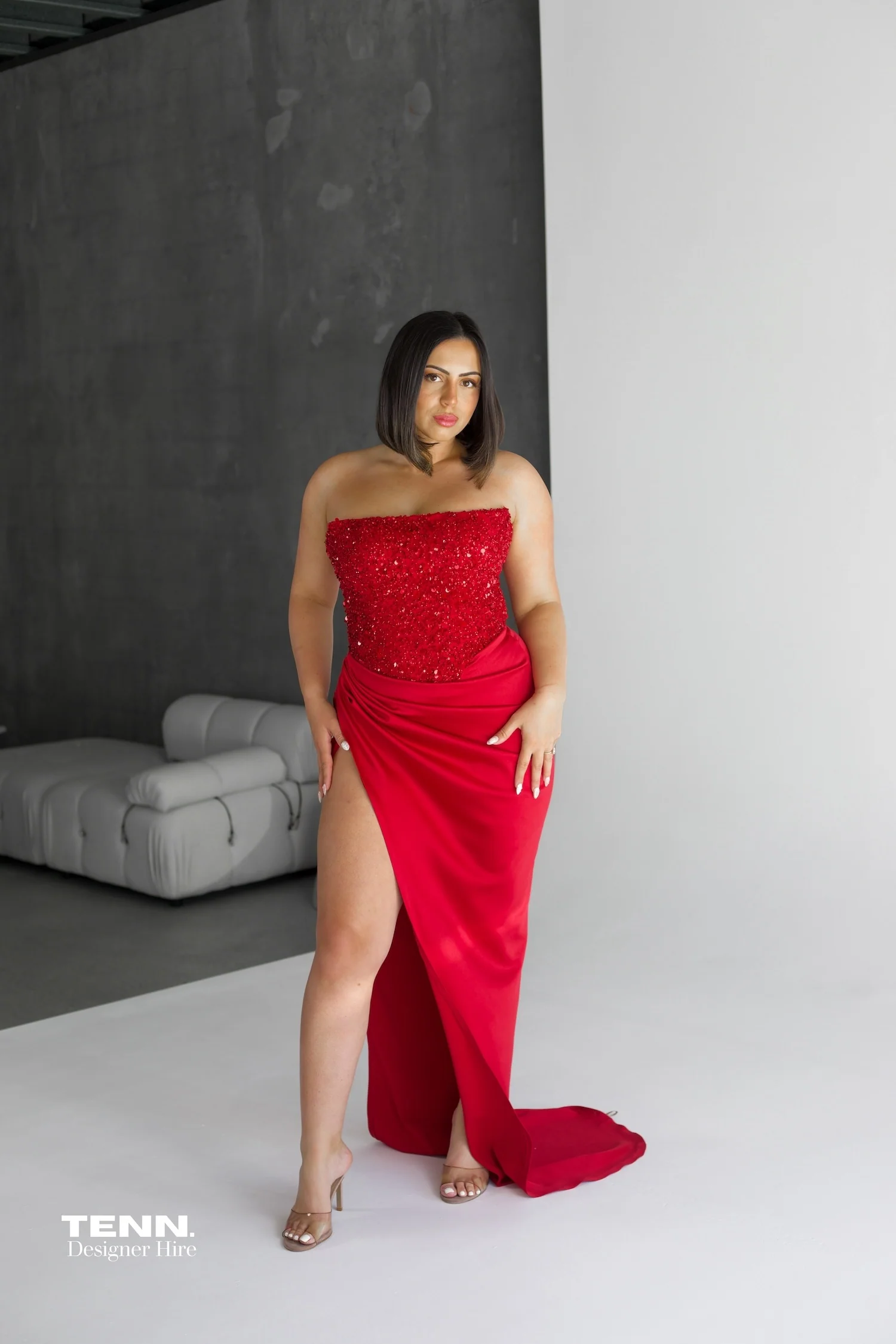 Diour Embellished Gown - Cherry - Image 7