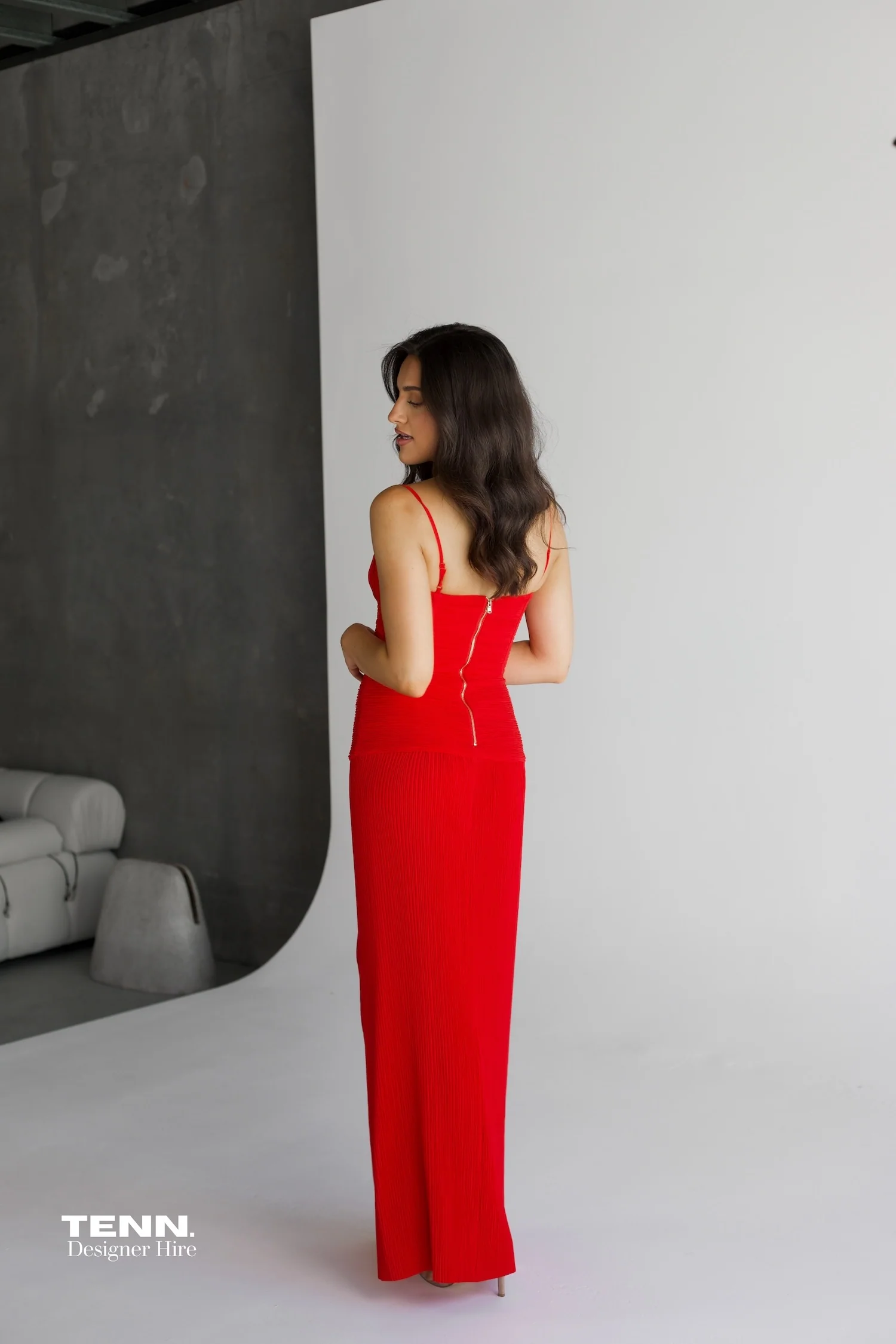 Double Time Pleat Dress - Red - Image 4
