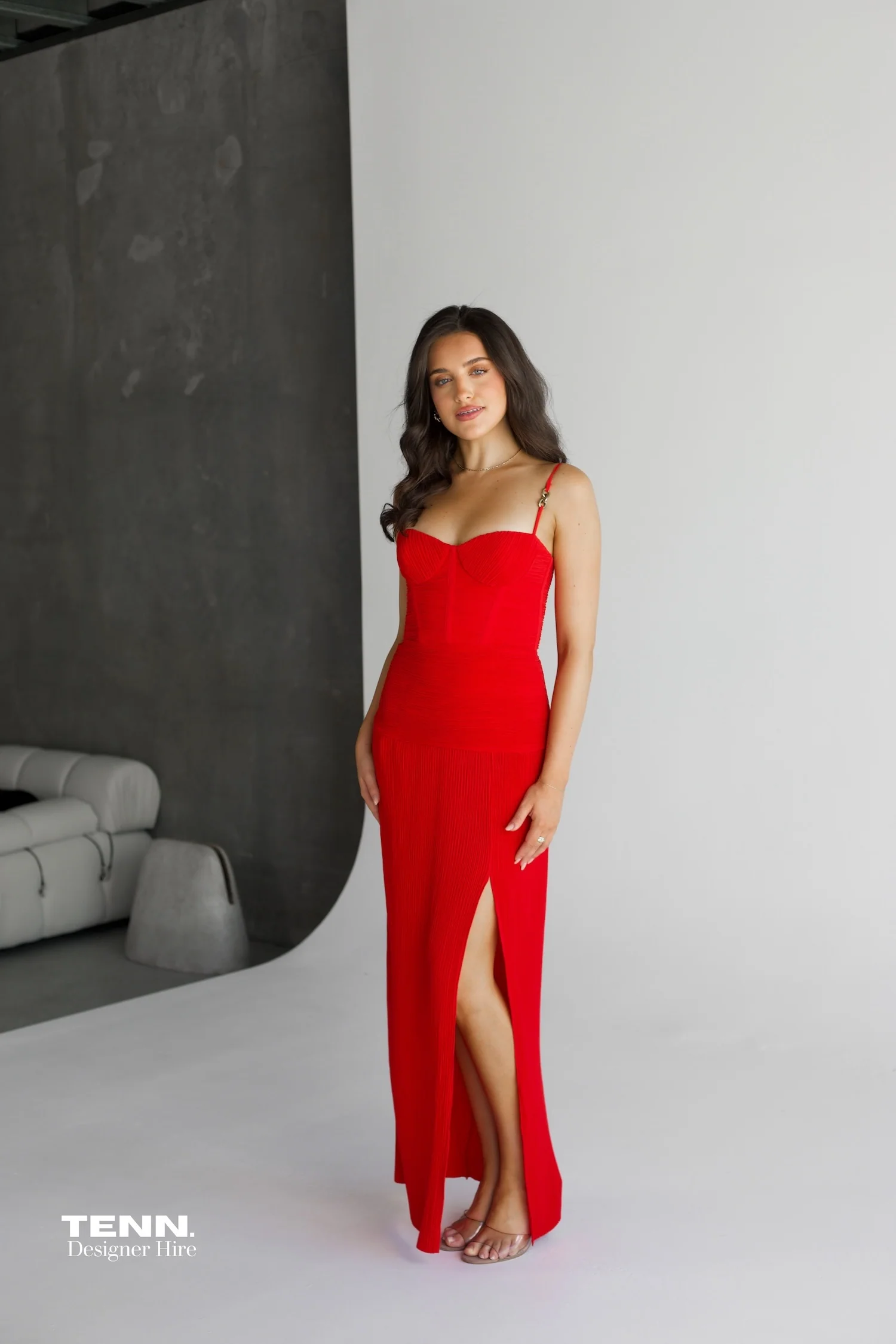 Double Time Pleat Dress - Red - Image 5