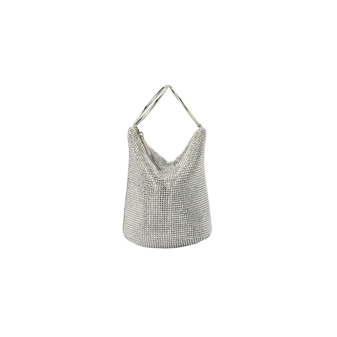 Ellie Crystal Mesh Bag - Silver - Image 3