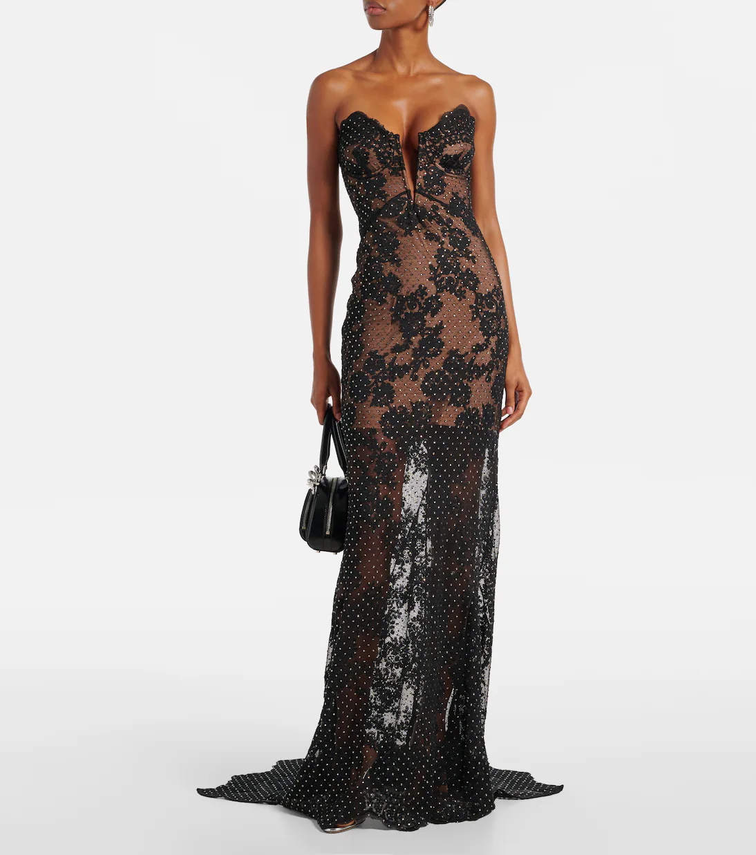 Embellished Sheer Lace Dress - Image 4