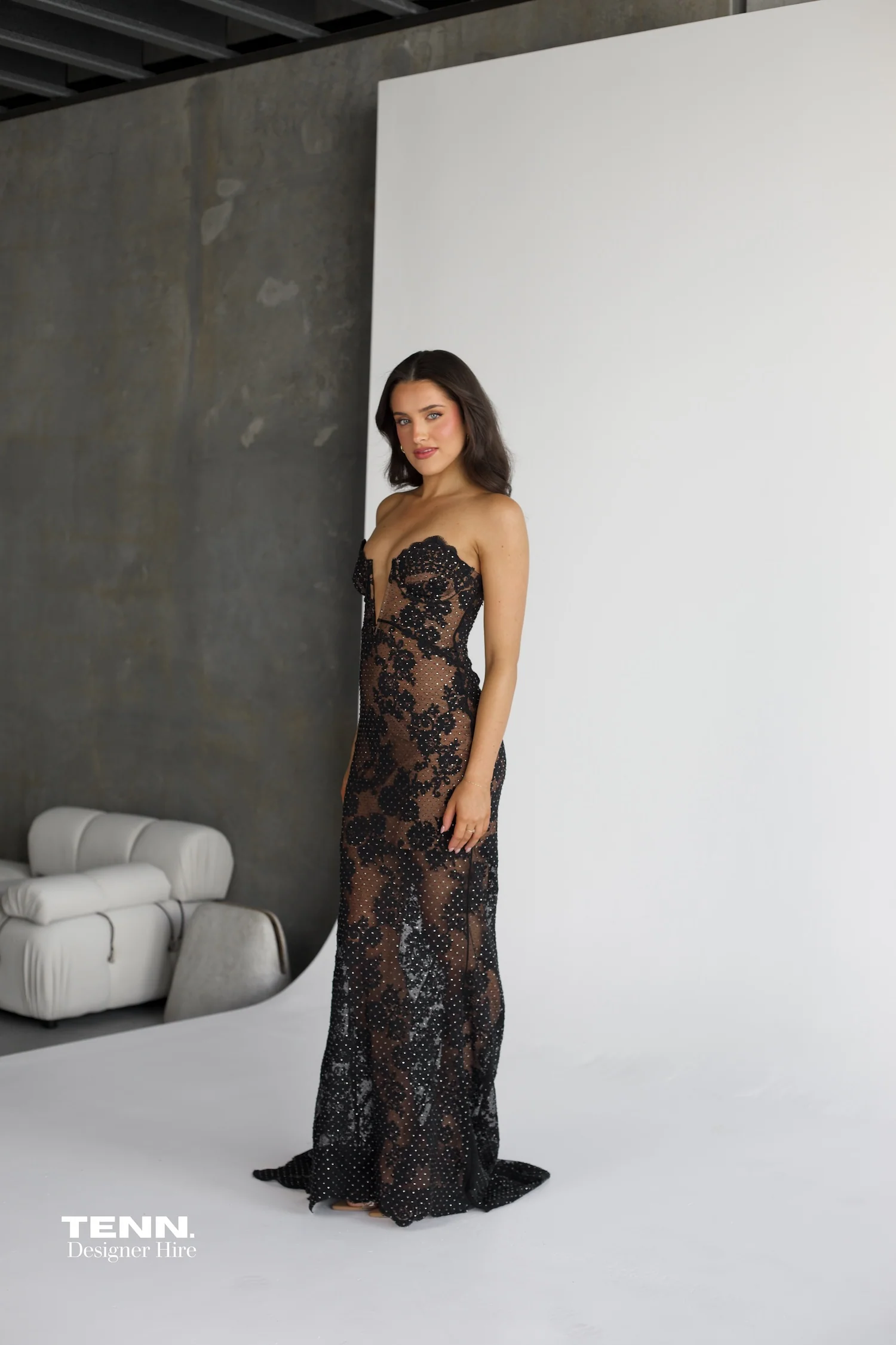 Embellished Sheer Lace Dress - Image 8