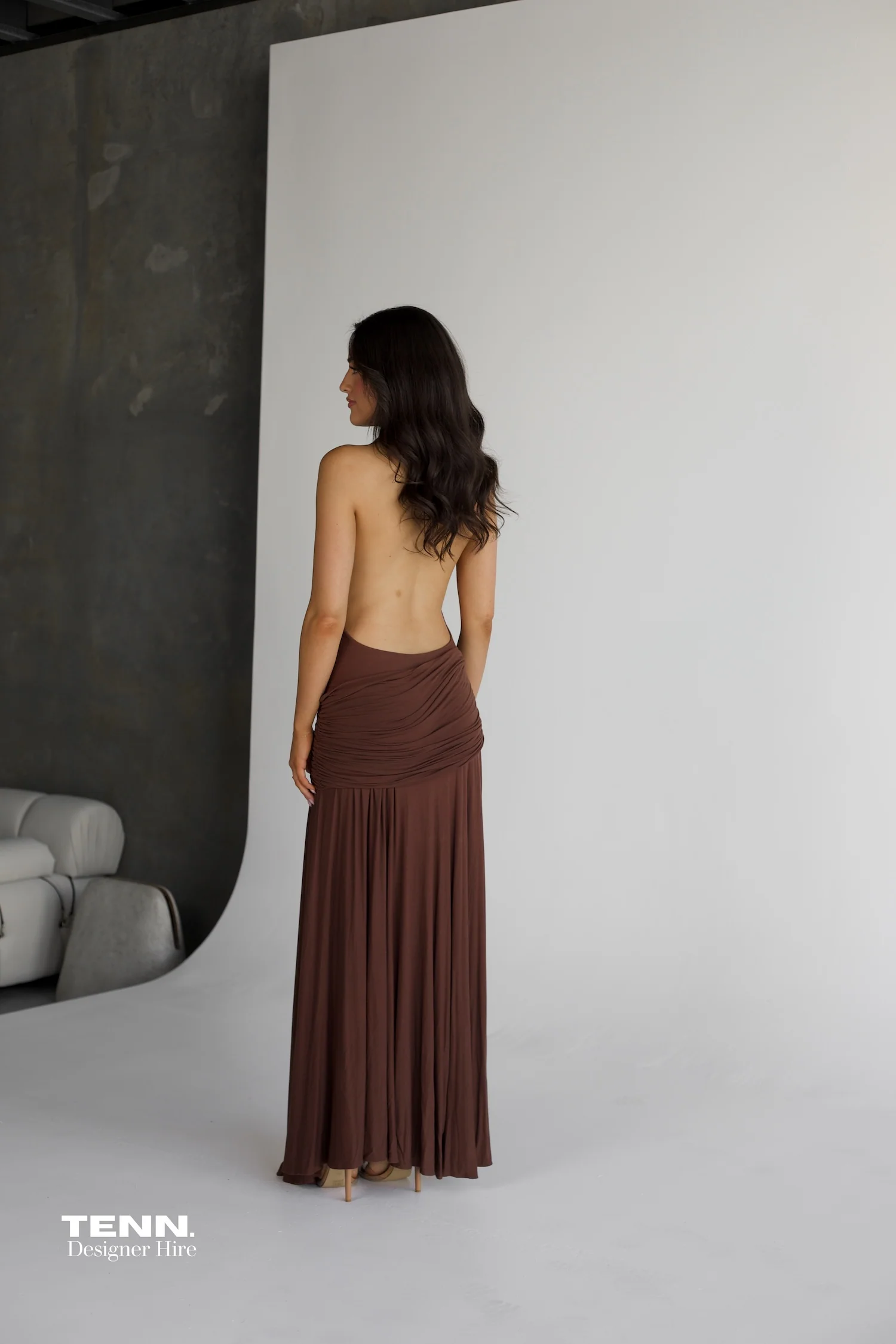 Evelyn Halter maxi Dress - Brown - Image 5