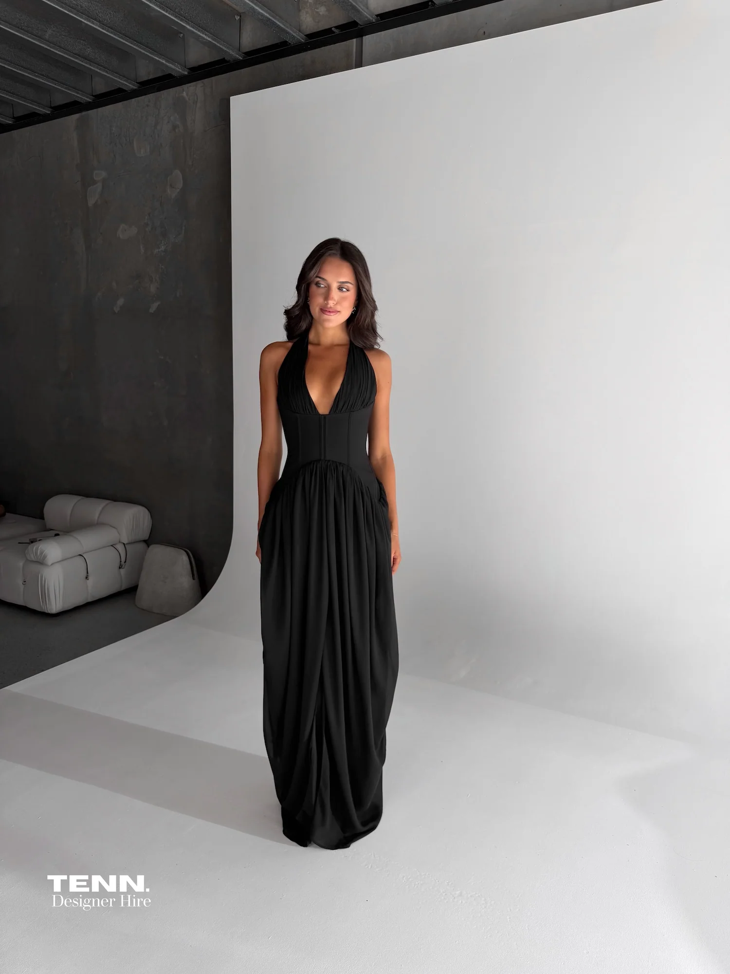 Halter Corset Gown - Black - Image 2