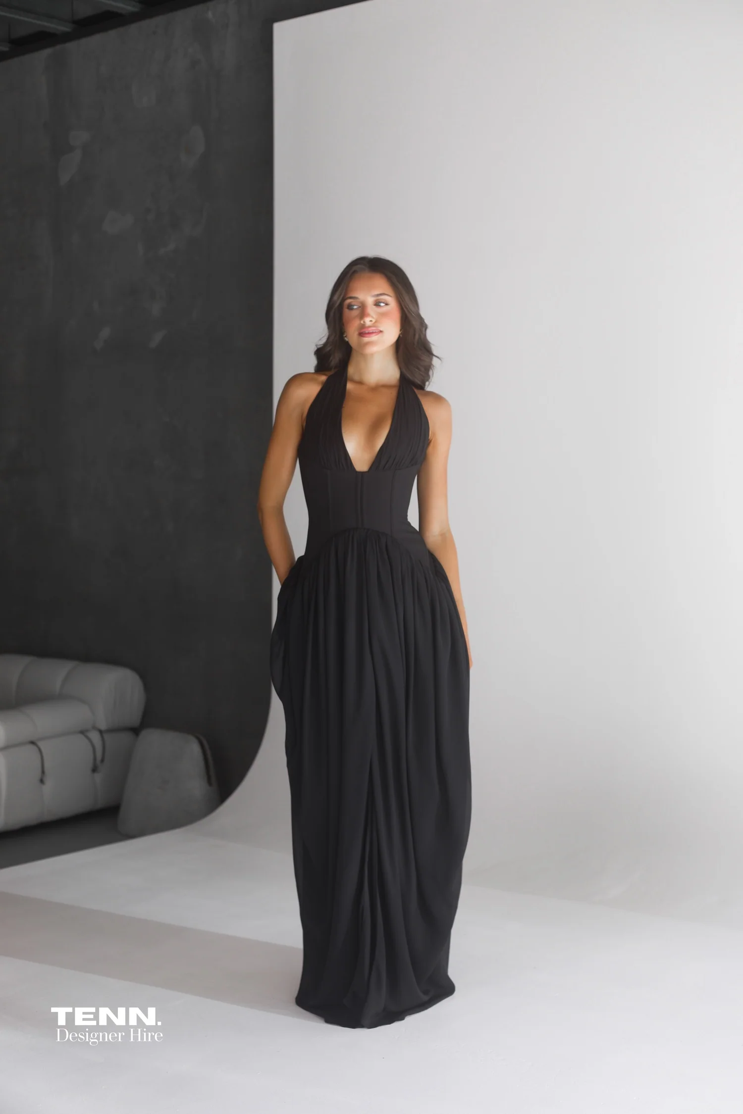Halter Corset Gown - Black - Image 6