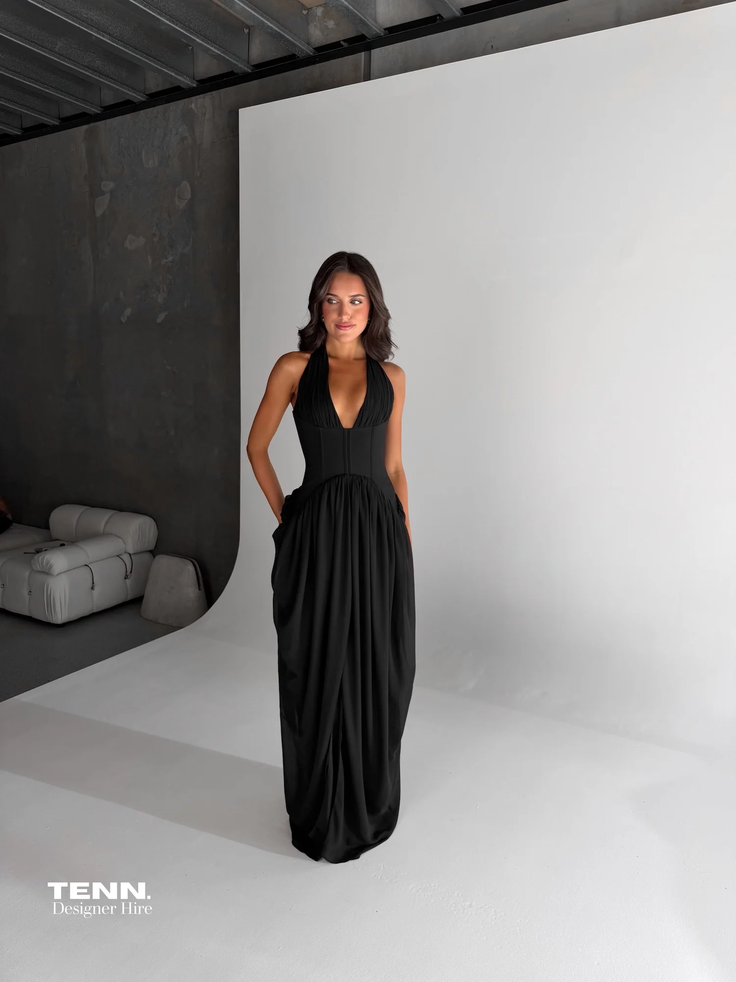 Halter Corset Gown - Black - Image 7