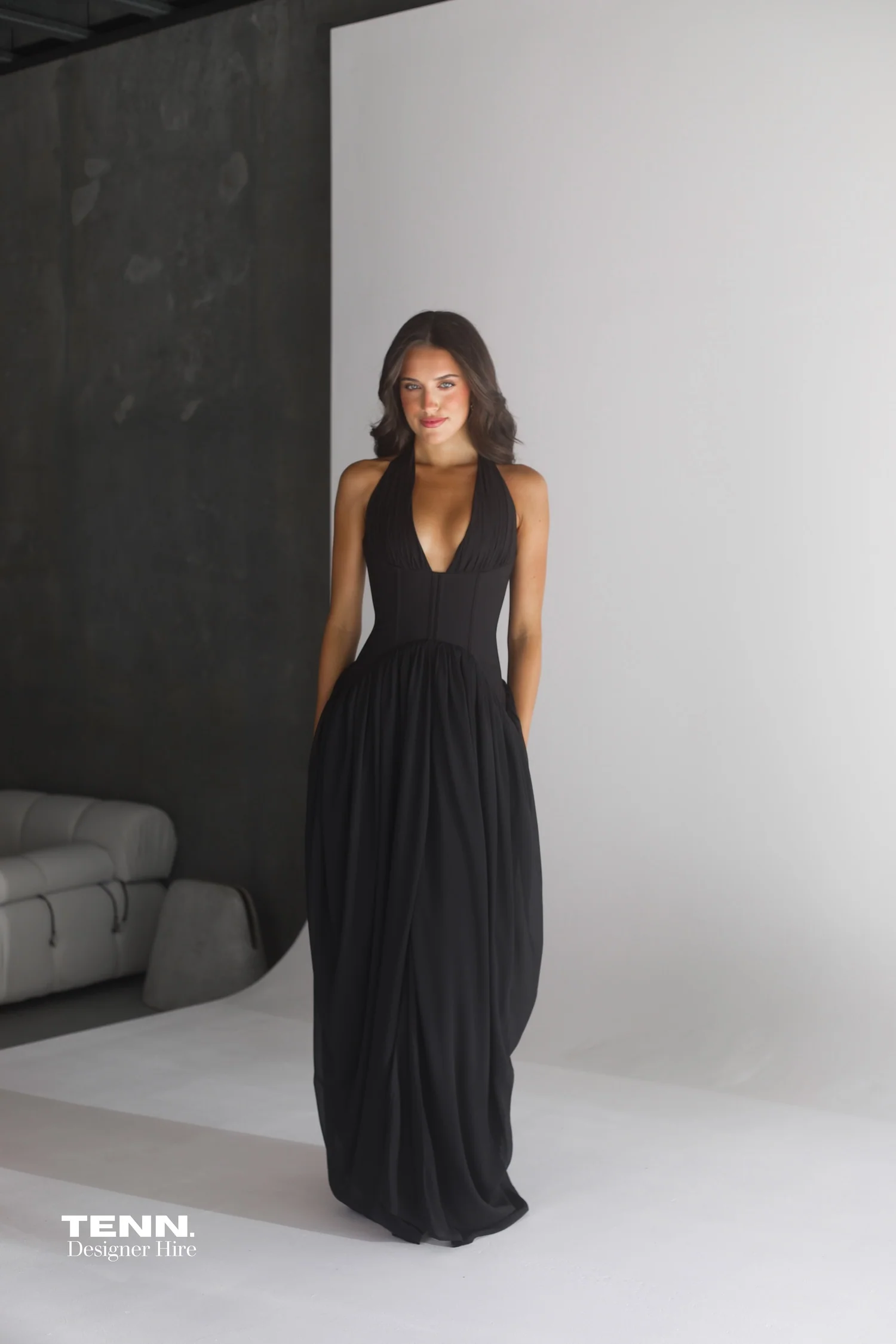 Halter Corset Gown - Black - Image 9