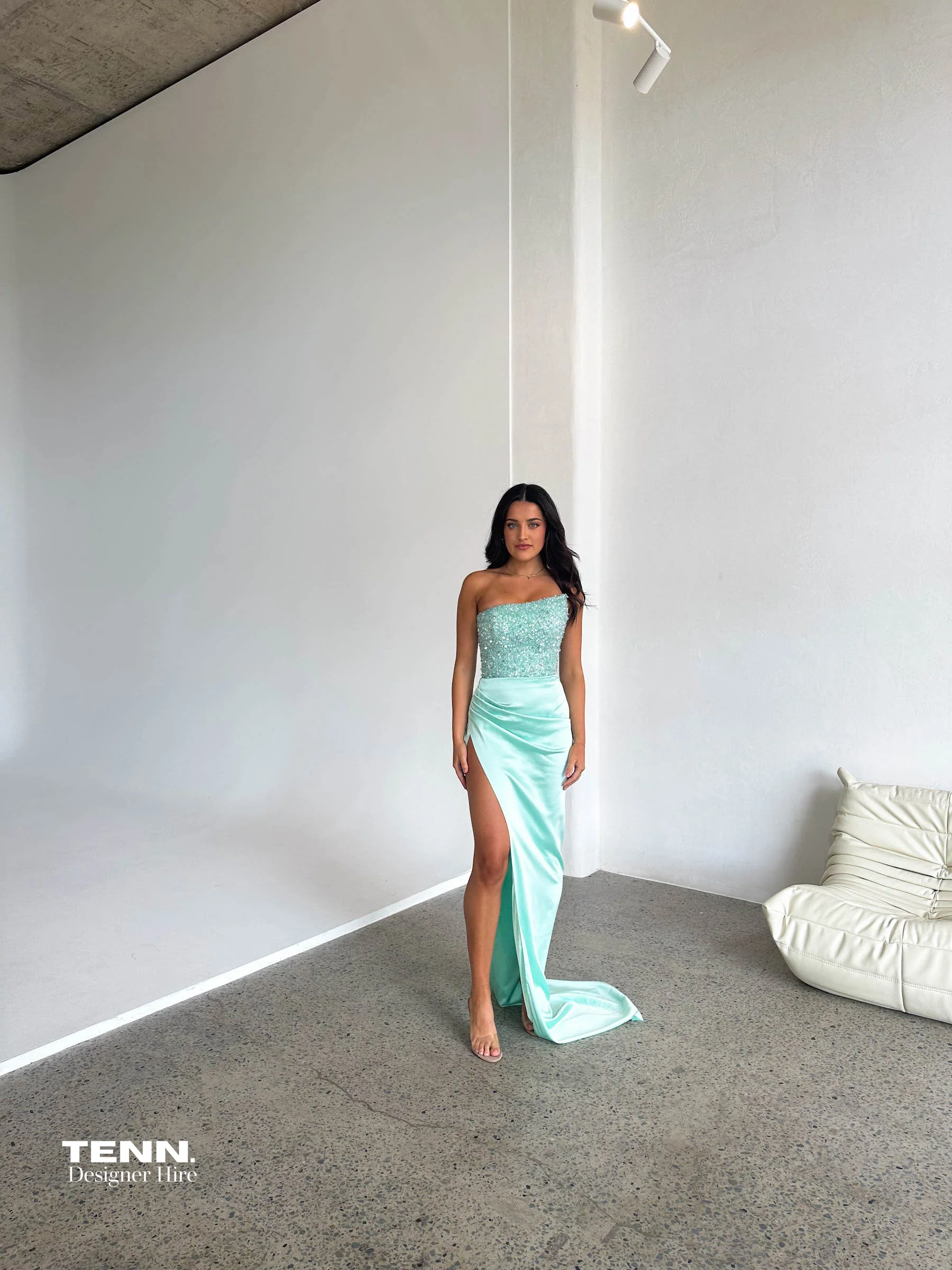Hera Embellished gown - Aqua
