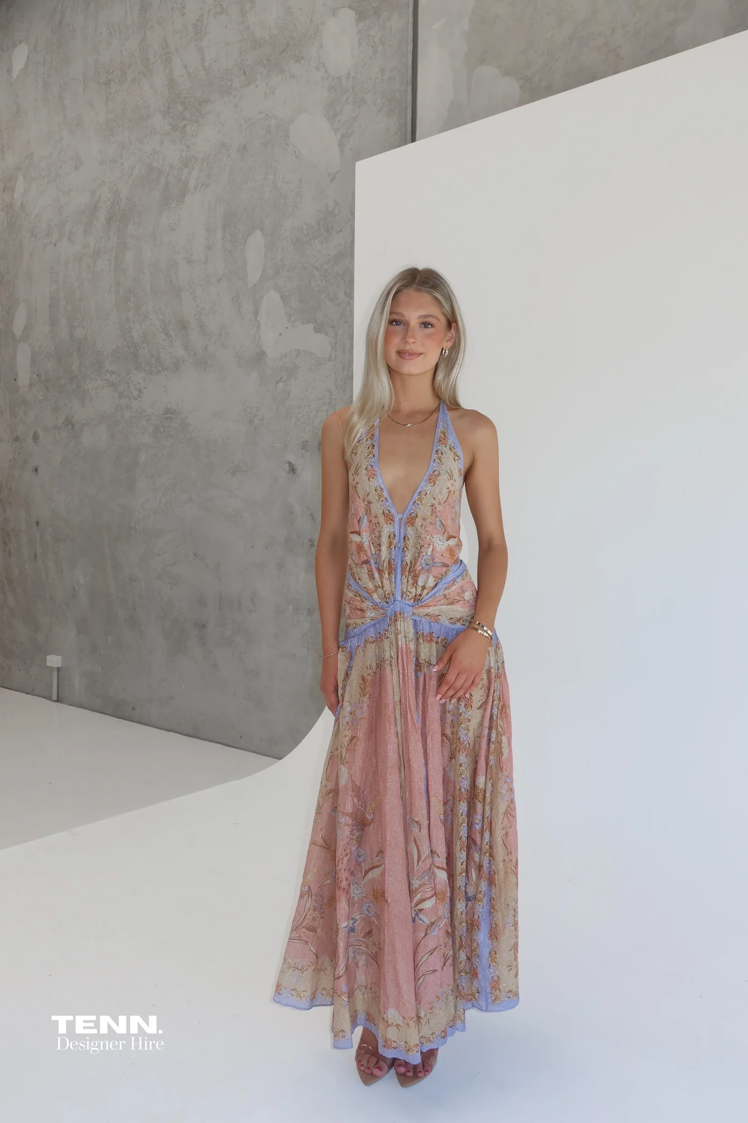 Indra Plunge Halter Maxi Dress - Image 2