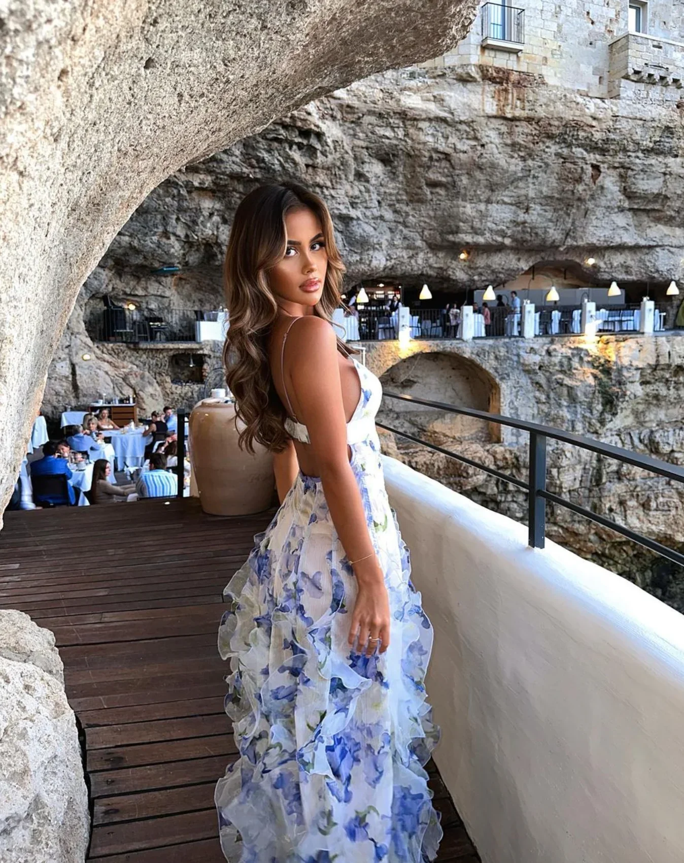 Iris Flower Maxi Dress - Blue - Image 3