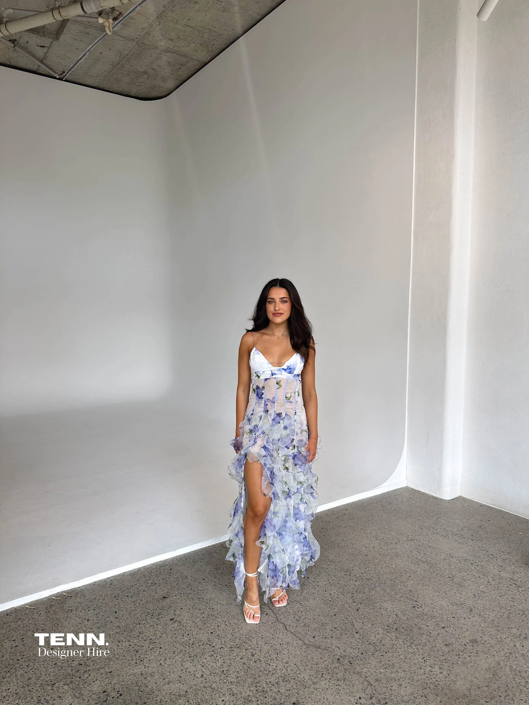Iris Flower Maxi Dress - Blue - Image 6