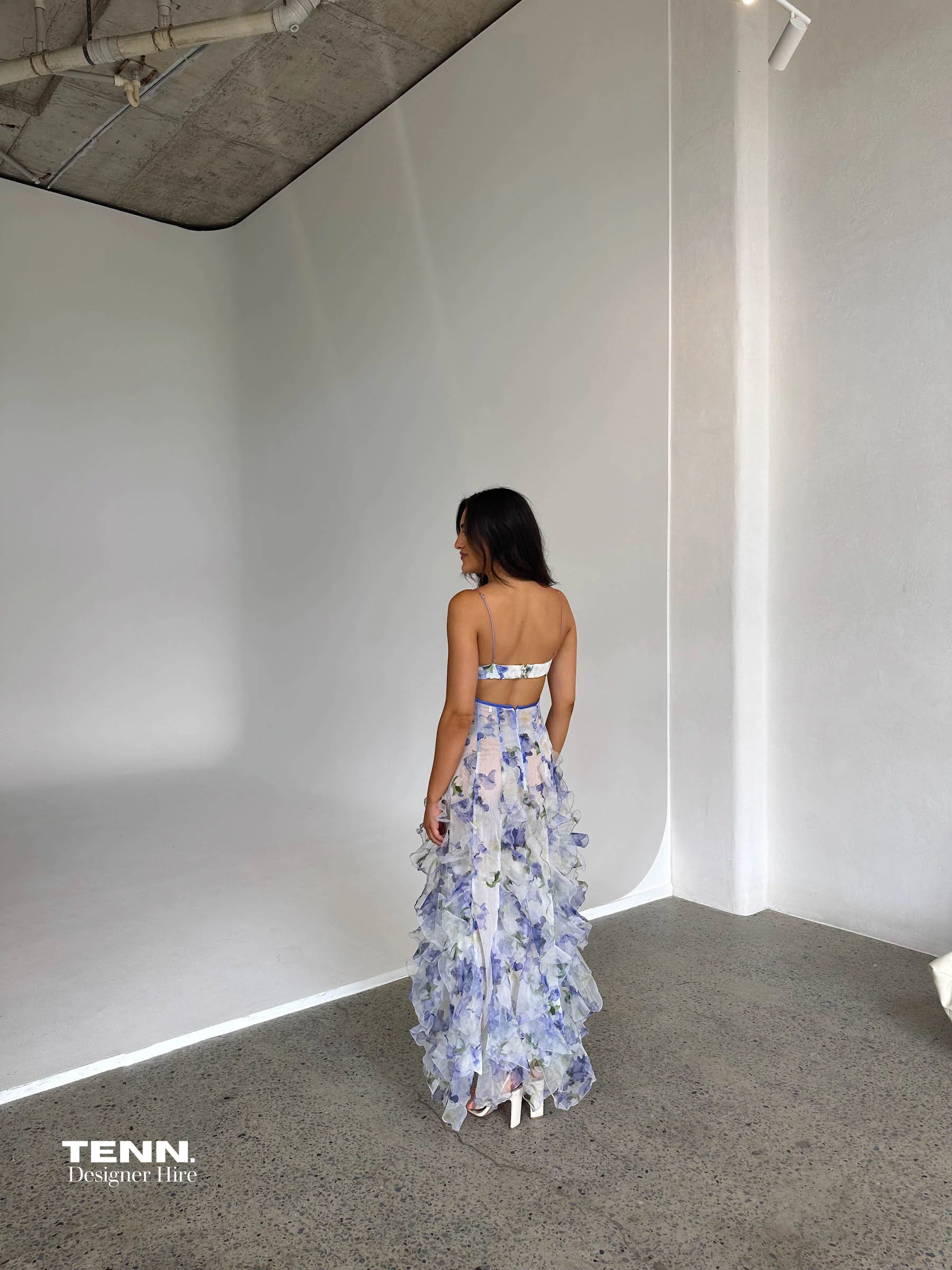 Iris Flower Maxi Dress - Blue - Image 8