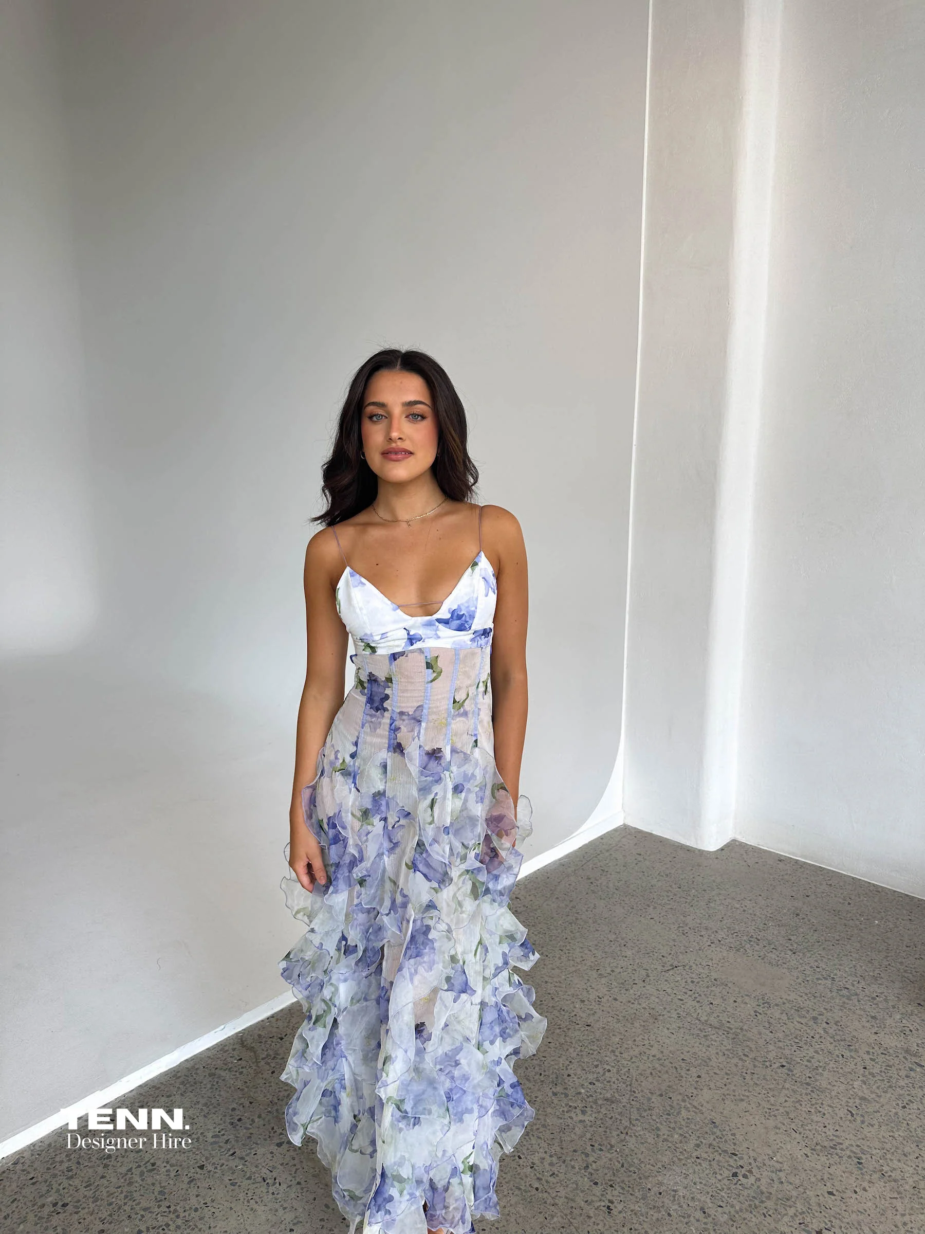 Iris Flower Maxi Dress - Blue - Image 9