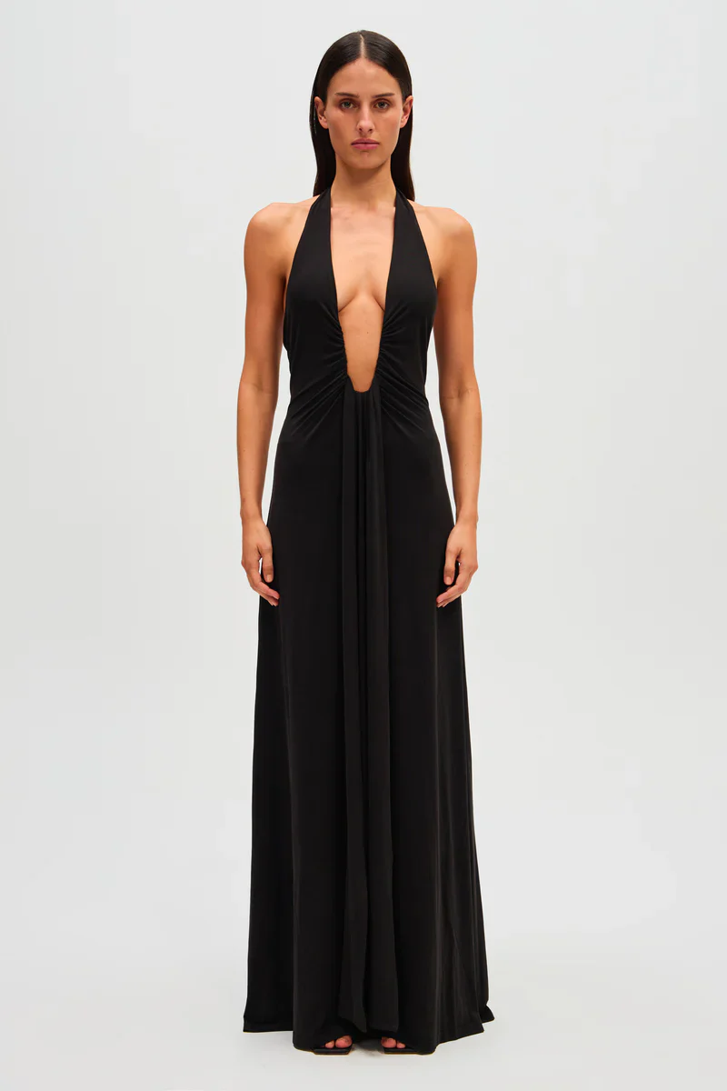 Jennifer Cupro Maxi Dress - Black - Image 4