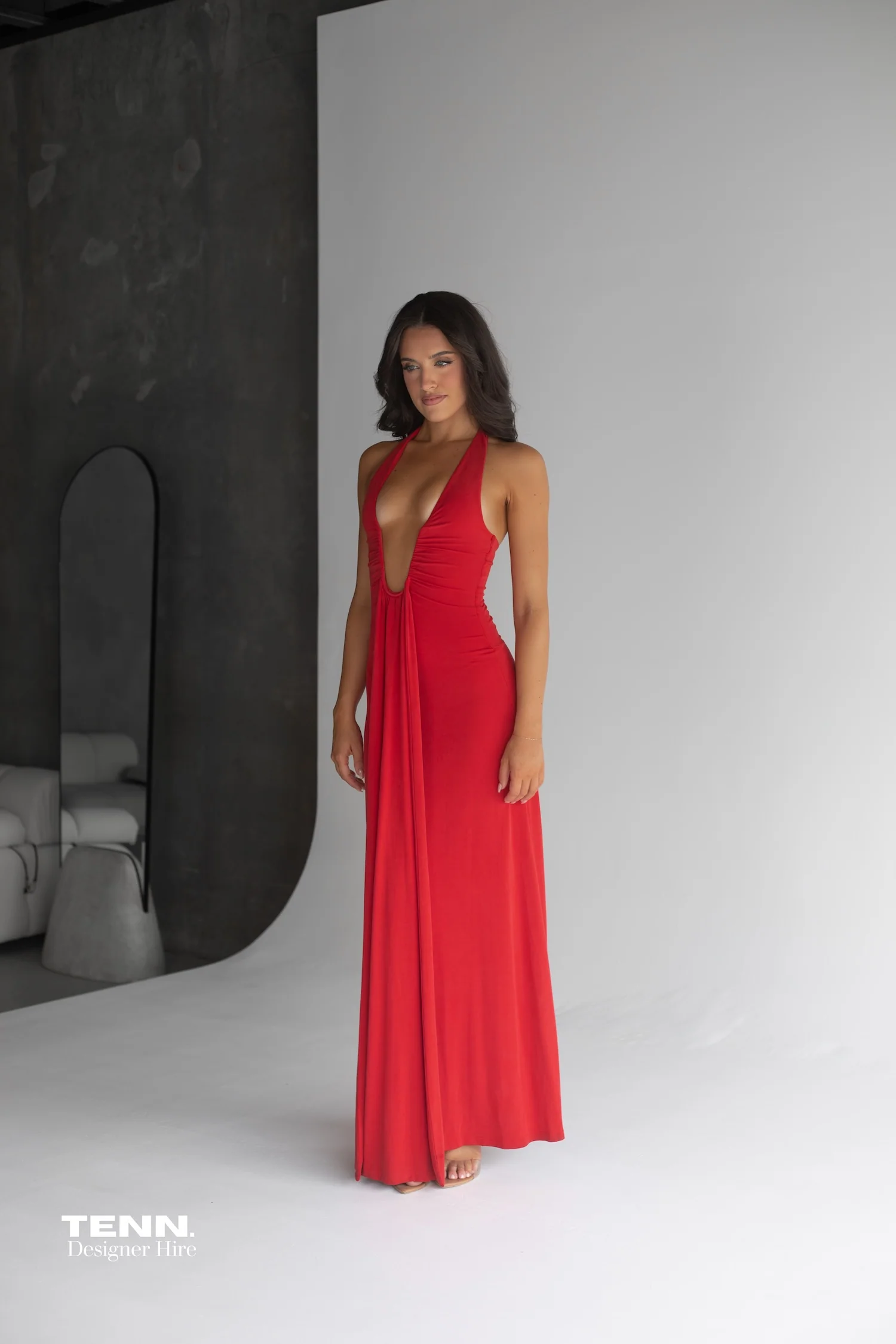 Jennifer Cupro Maxi Dress - Red