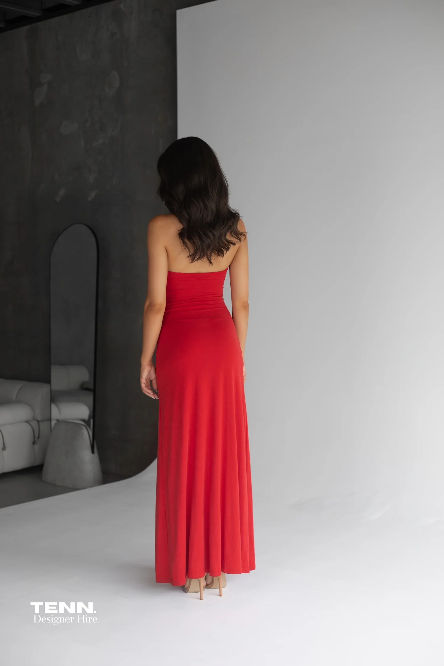 Jennifer Cupro Maxi Dress - Red - Image 3