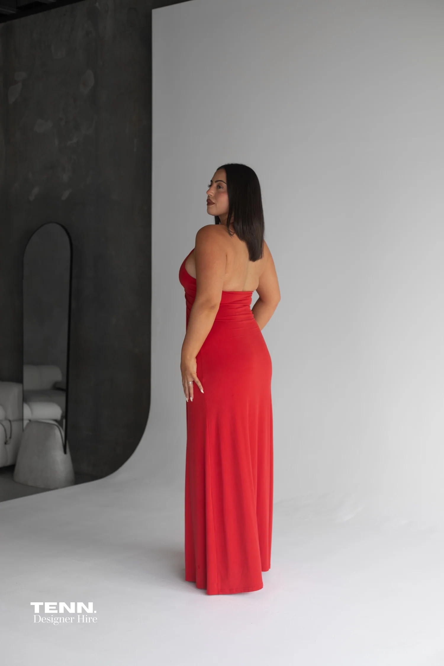 Jennifer Cupro Maxi Dress - Red - Image 5