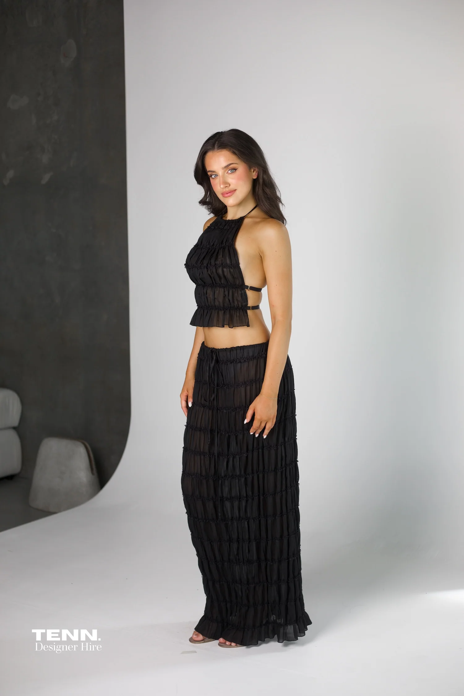 Juliette Halter top & Maxi Skirt - Black - Image 4