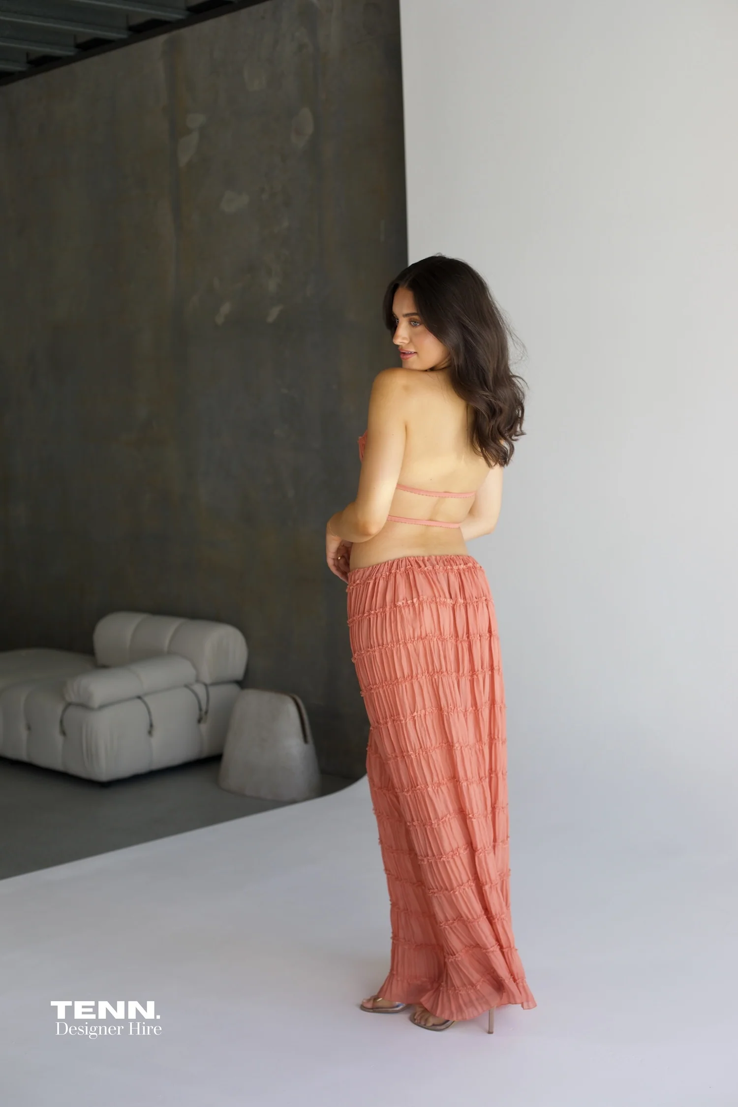 Juliette Halter top & Maxi Skirt - Peach - Image 3