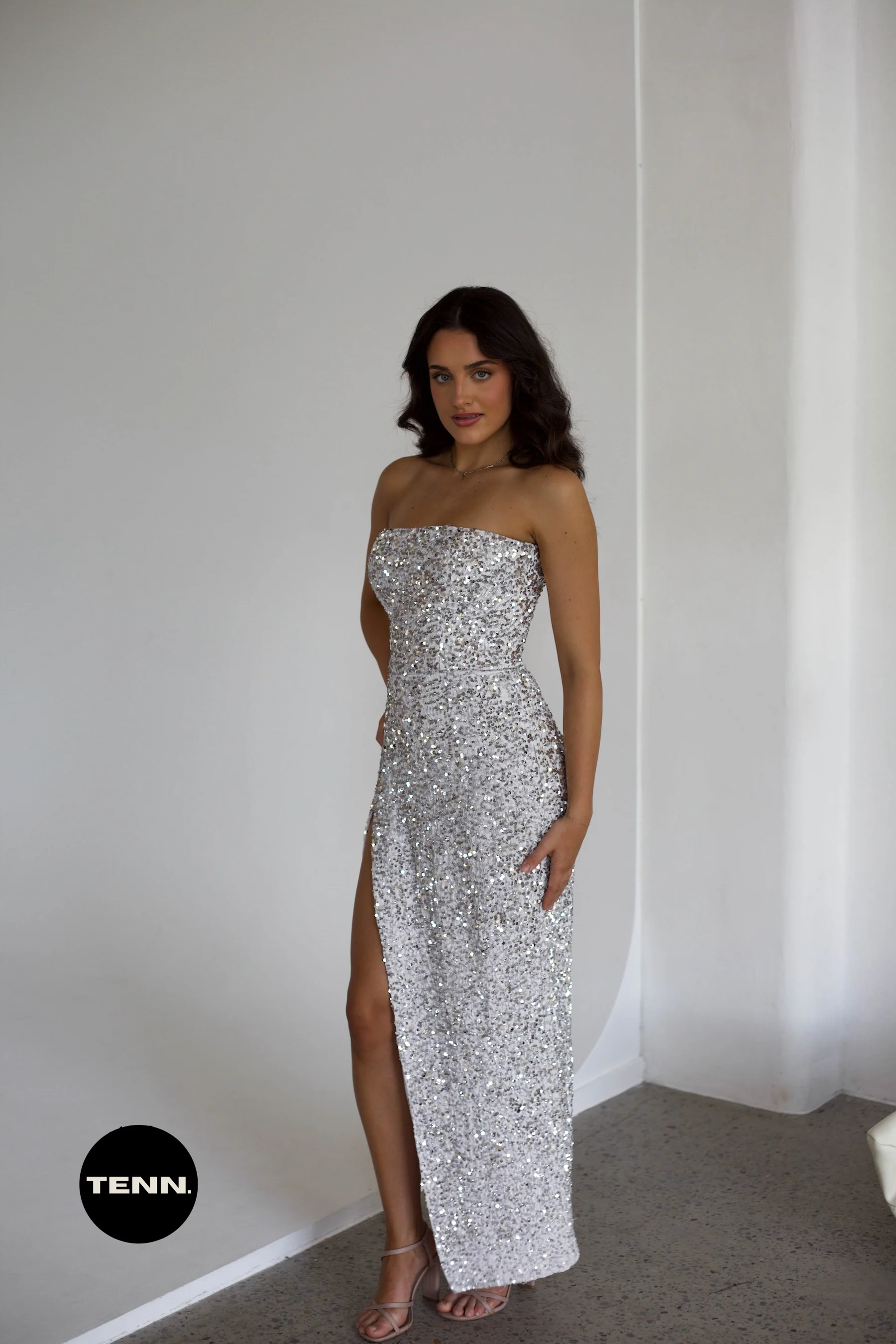 Kendall Gown - White & Silver - Image 3