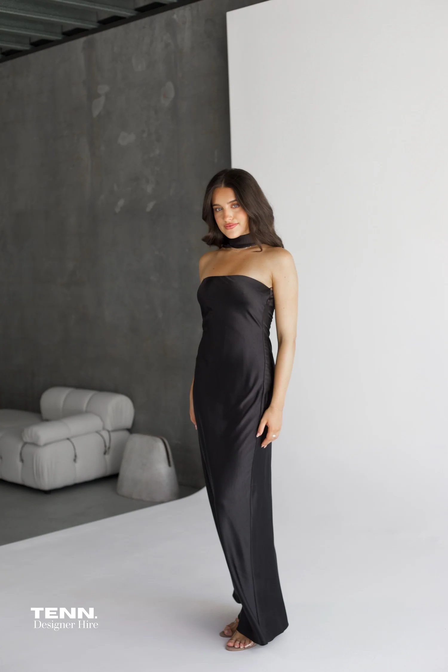 Lilia Satin Maxi Dress - Black - Image 2