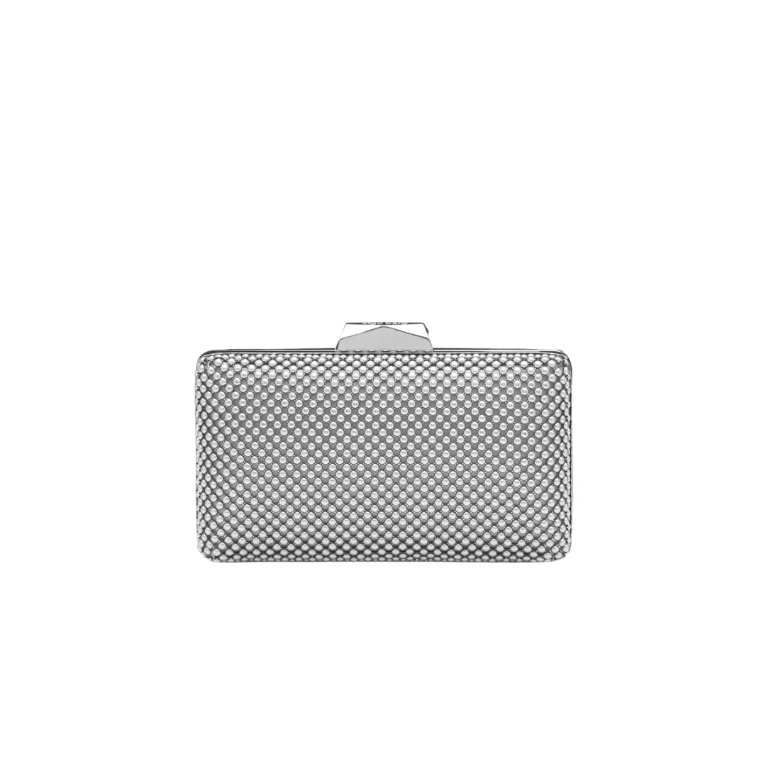 Natasha Ball Mesh Clutch - Silver