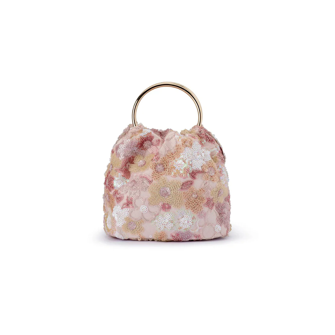 Alfie Floral Sequin Clutch - Blush