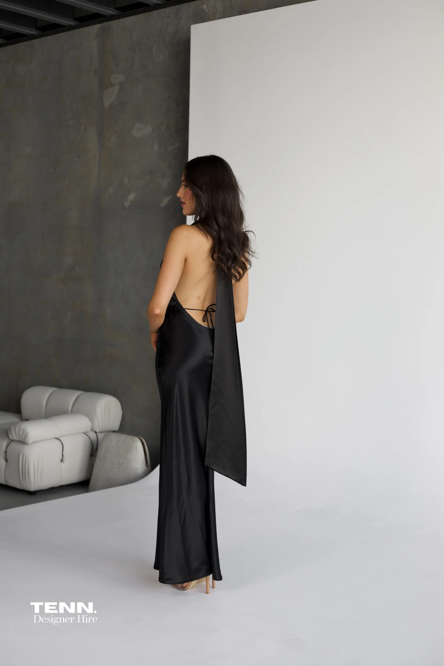 Pearl Satin gown - Black - Image 2